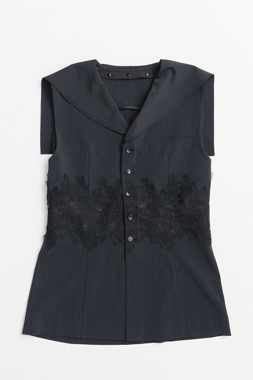 【プランク プロジェクト/PRANK PROJECT】のレースコンビセーラージレ / Lace Combo Sailor Gilet インテリア・キッズ・メンズ・レディースファッション・服の通販 founy(ファニー) 　ファッション　Fashion　レディースファッション　Fashion for Women　アウター　Coat / Outerwear Collection　レディースジャケット・軽アウター　Jackets　おすすめ　Recommended / Our Picks　ジャケット　Jacket, Outerwear　ストライプ　Stripe, Striped Pattern　ベスト　Vest, Waistcoat　マニッシュ　Mannish, Boyish　レース　Lace, Lace Fabric　夏　Summer　新作・新入荷　New Arrivals / New In　NVY(ネイビー)|ID: prp329100004932058 ipo3291000000037017979