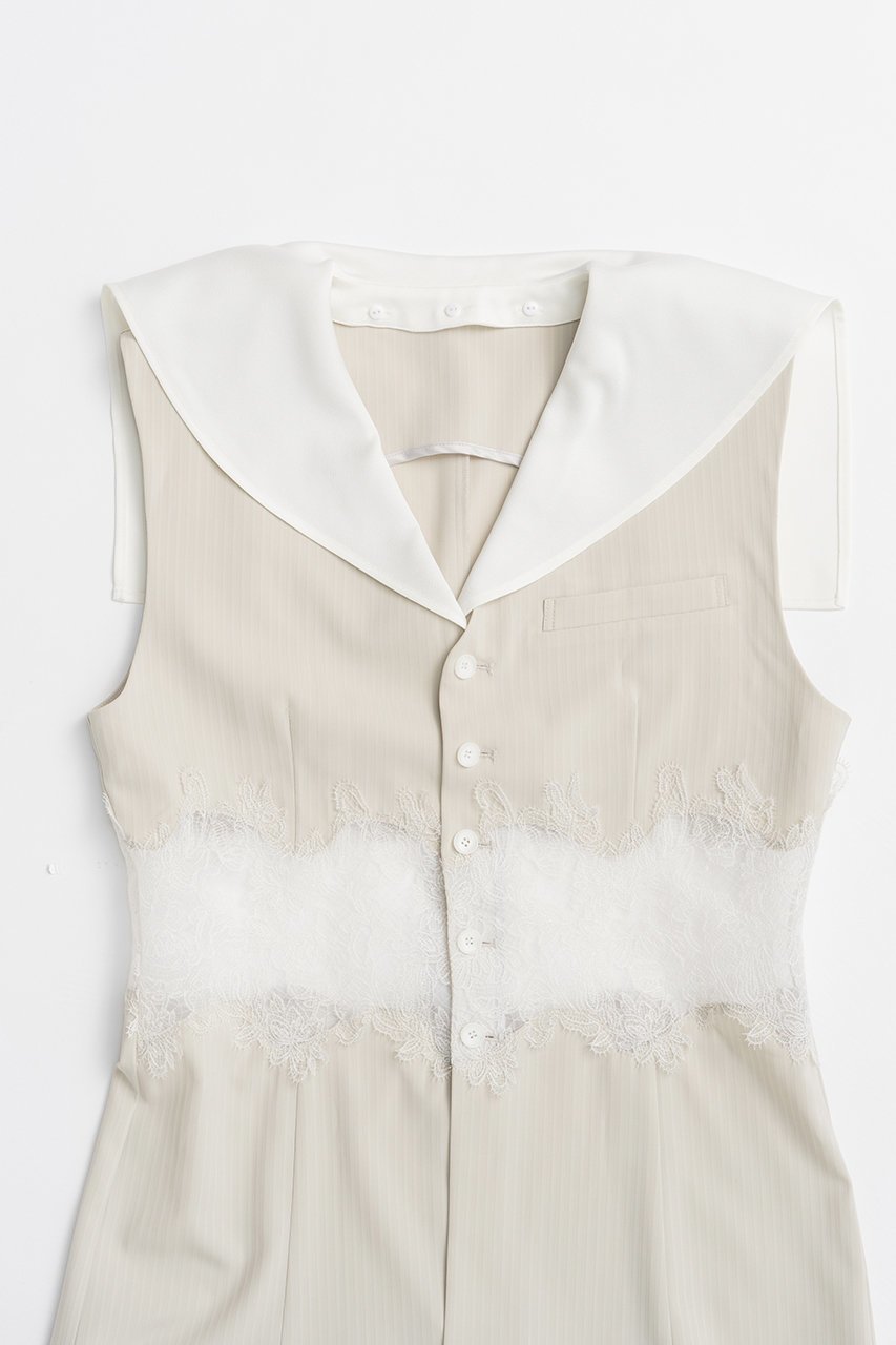 【プランク プロジェクト/PRANK PROJECT】のレースコンビセーラージレ / Lace Combo Sailor Gilet 人気、トレンドファッション・服の通販 founy(ファニー) 　ファッション　Fashion　レディースファッション　Fashion for Women　アウター　Coat / Outerwear Collection　レディースジャケット・軽アウター　Jackets　おすすめ　Recommended / Our Picks　ジャケット　Jacket, Outerwear　ストライプ　Stripe, Striped Pattern　ベスト　Vest, Waistcoat　マニッシュ　Mannish, Boyish　レース　Lace, Lace Fabric　夏　Summer　新作・新入荷　New Arrivals / New In　other-2|ID: prp329100004932058 ipo3291000000037017981