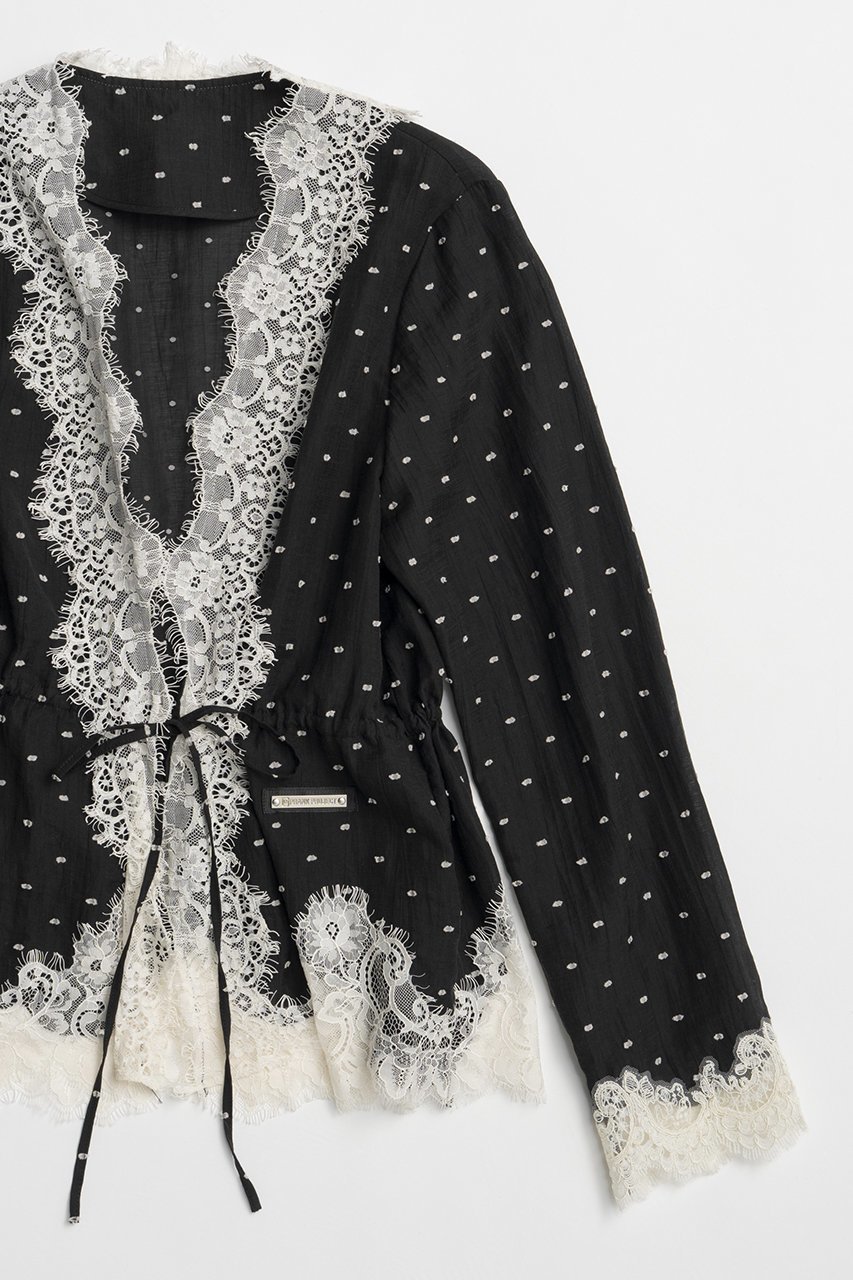 【プランク プロジェクト/PRANK PROJECT】のドットジャガードレースカーディガン / Dot Jacquard Lace Cardigan 人気、トレンドファッション・服の通販 founy(ファニー) 　ファッション　Fashion　レディースファッション　Fashion for Women　トップス・カットソー　Cut & Sew Tops　ニット　Knit Tops & Sweaters　カーディガン・羽織り　Layered Style Cardigans　おすすめ　Recommended / Our Picks　カーディガン　Cardigan, Knitwear　シアー　Sheer, See-Through　ジャカード／ジャガード　Jacquard, Woven Pattern　ドット　Polka Dot, Dot Pattern　リボン　Ribbon, Bow　レース　Lace, Lace Fabric　新作・新入荷　New Arrivals / New In　羽織　Haori, Light Jacket　other-2|ID: prp329100004932062 ipo3291000000037018022