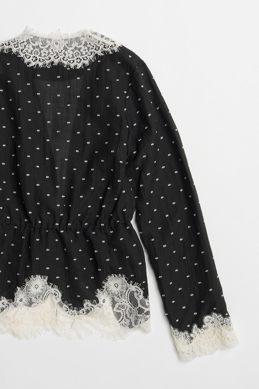 【プランク プロジェクト/PRANK PROJECT】のドットジャガードレースカーディガン / Dot Jacquard Lace Cardigan 人気、トレンドファッション・服の通販 founy(ファニー) 　ファッション　Fashion　レディースファッション　Fashion for Women　トップス・カットソー　Cut & Sew Tops　ニット　Knit Tops & Sweaters　カーディガン・羽織り　Layered Style Cardigans　おすすめ　Recommended / Our Picks　カーディガン　Cardigan, Knitwear　シアー　Sheer, See-Through　ジャカード／ジャガード　Jacquard, Woven Pattern　ドット　Polka Dot, Dot Pattern　リボン　Ribbon, Bow　レース　Lace, Lace Fabric　新作・新入荷　New Arrivals / New In　羽織　Haori, Light Jacket　other-7|ID: prp329100004932062 ipo3291000000037018027