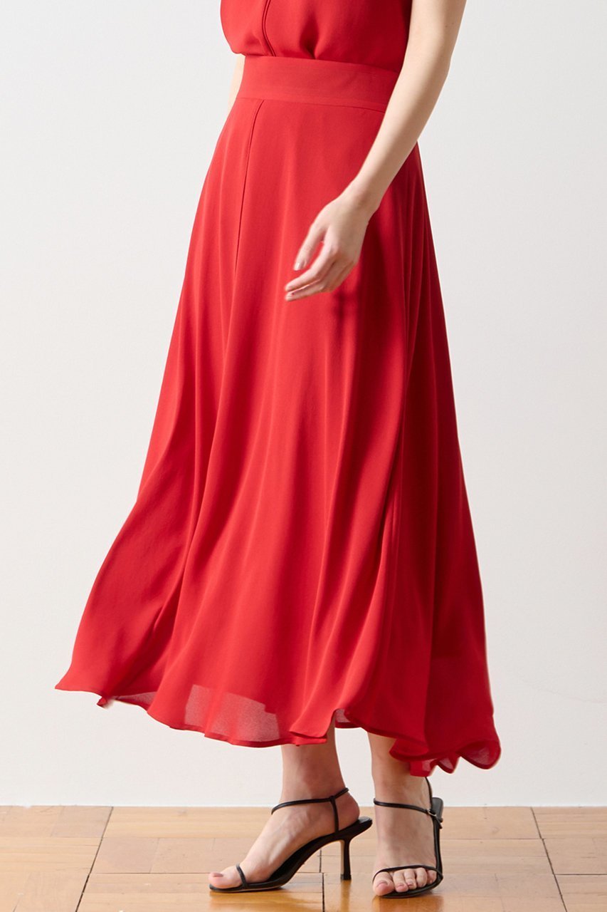 【ティアラ/Tiara】のバイカラースカート インテリア・キッズ・メンズ・レディースファッション・服の通販 founy(ファニー) 　ファッション　Fashion　レディースファッション　Fashion for Women　スカート　Skirts　ロングスカート　Long Skirts / Maxi & Midi Skirts　おすすめ　Recommended / Our Picks　カットソー　Cut and Sewn Top　シンプル　Simple, Minimal　ジョーゼット　Georgette, Semi-Sheer Fabric　センター　Center, Center Line　パイピング　Piping, Trim Design　フレア　Flare, Flared　ロング　Long, Long-Length　エレガント 上品　Elegant　新作・新入荷　New Arrivals / New In　レッド|ID: prp329100004932085 ipo3291000000037018221