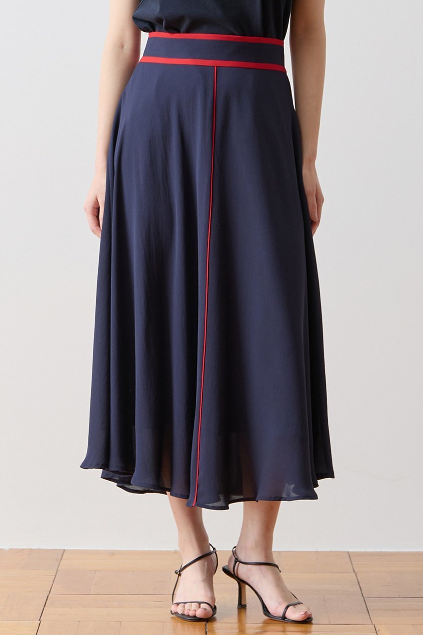【ティアラ/Tiara】のバイカラースカート インテリア・キッズ・メンズ・レディースファッション・服の通販 founy(ファニー) 　ファッション　Fashion　レディースファッション　Fashion for Women　スカート　Skirts　ロングスカート　Long Skirts / Maxi & Midi Skirts　おすすめ　Recommended / Our Picks　カットソー　Cut and Sewn Top　シンプル　Simple, Minimal　ジョーゼット　Georgette, Semi-Sheer Fabric　センター　Center, Center Line　パイピング　Piping, Trim Design　フレア　Flare, Flared　ロング　Long, Long-Length　エレガント 上品　Elegant　新作・新入荷　New Arrivals / New In　ネイビー|ID: prp329100004932085 ipo3291000000037018222