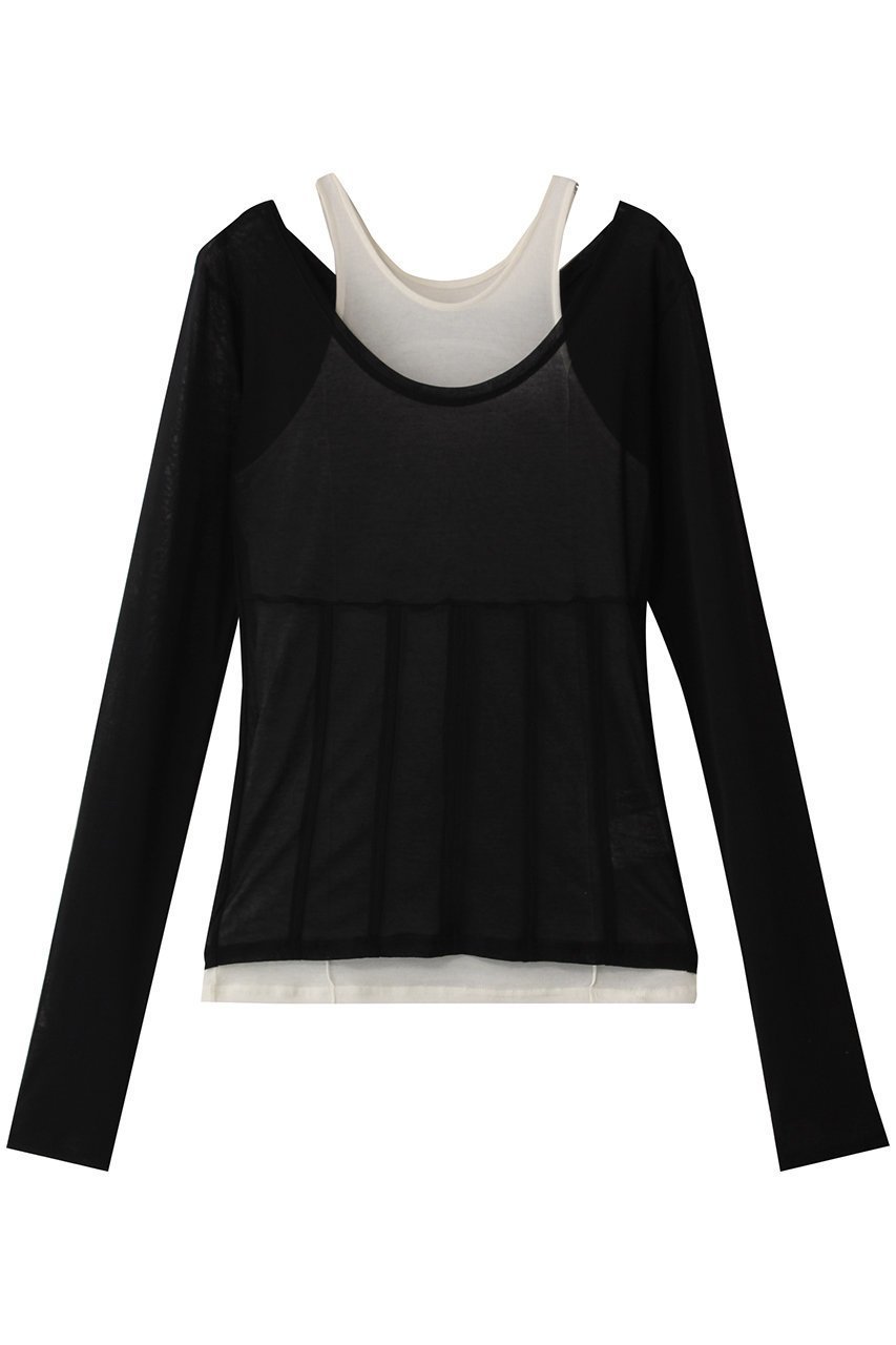 【プランク プロジェクト/PRANK PROJECT】のレイヤードマルチトップス インテリア・キッズ・メンズ・レディースファッション・服の通販 founy(ファニー) 　ファッション　Fashion　レディースファッション　Fashion for Women　トップス・カットソー　Cut & Sew Tops　キャミソール&ノースリーブ　Camisoles & Sleeveless Tops　シャツ・ブラウス・オフィスカジュアル　Elegant Blouses & Button-Ups　ロングTシャツ・Tシャツ　Longline T-Shirts & Tees　カットソー・ベーシックTシャツ　Cut-and-Sewn Tops / Stretch Tees & Basics　キャミソール　Camisole, Spaghetti Strap Top　シアー　Sheer, See-Through　タンク　Tank Top, Sleeveless Top　BLK(ブラック)|ID: prp329100004932100 ipo3291000000037018376
