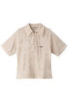 【プランク プロジェクト/PRANK PROJECT】のベロアメッシュレースアップTシャツ / Velor Mesh Lace Up Tshirt IVR(アイボリー)|ID: prp329100004932107 ipo3291000000037018441