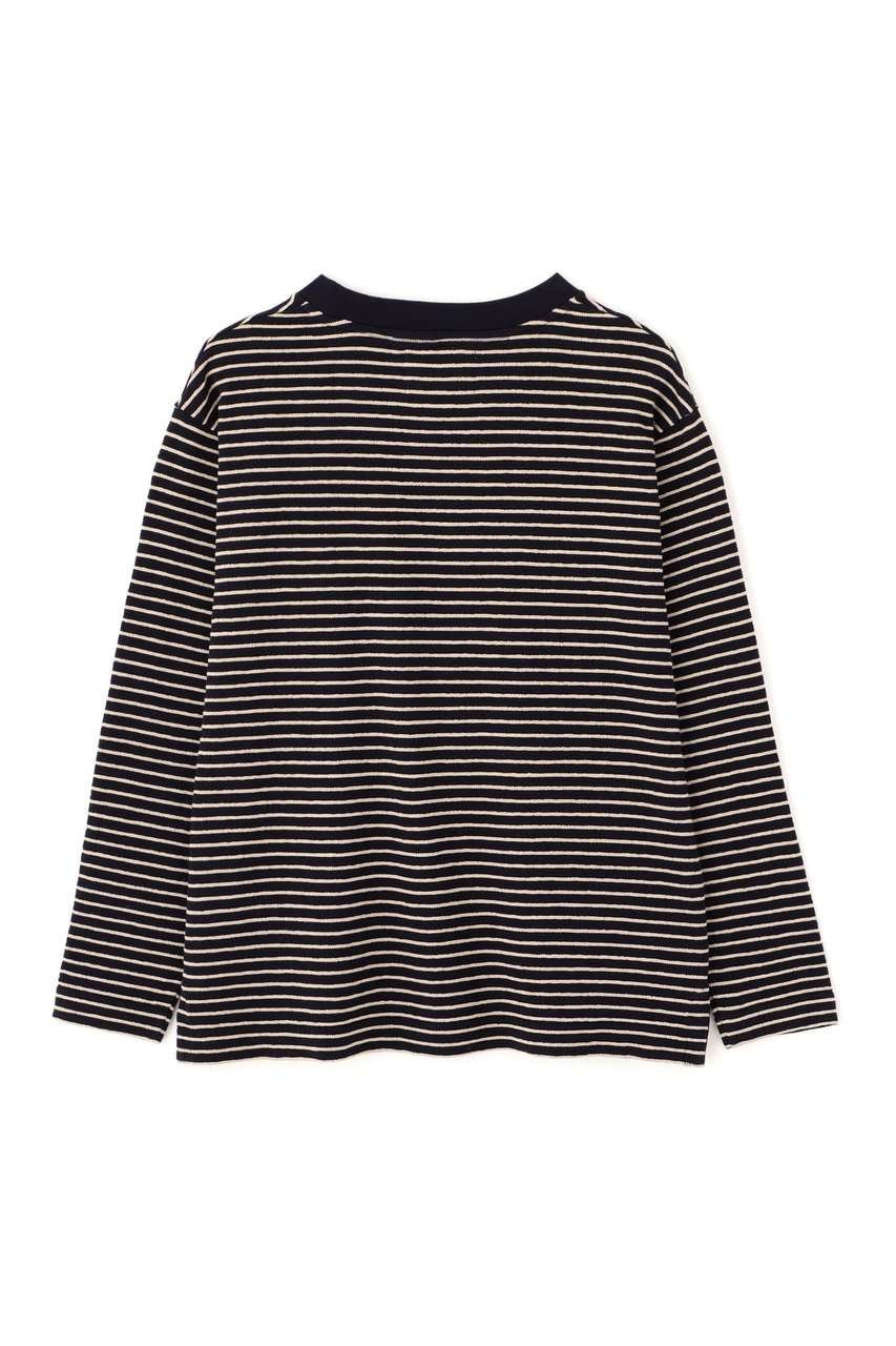 【その他のブランド/Other】のTEXTURED COTTON STRIPE TOP 人気、トレンドファッション・服の通販 founy(ファニー) 　ファッション　Fashion　レディースファッション　Fashion for Women　トップス・カットソー　Cut & Sew Tops　シャツ・ブラウス・オフィスカジュアル　Elegant Blouses & Button-Ups　ロングTシャツ・Tシャツ　Longline T-Shirts & Tees　カットソー・ベーシックTシャツ　Cut-and-Sewn Tops / Stretch Tees & Basics　シンプル　Simple, Minimal　ストライプ　Stripe, Striped Pattern　スリット　Slit, Slit Detail　スリーブ　Sleeve, Long Sleeve / Short Sleeve　テクスチャー　Texture, Textured Fabric　ロング　Long, Long-Length　other-8|ID: prp329100004932119 ipo3291000000037018547