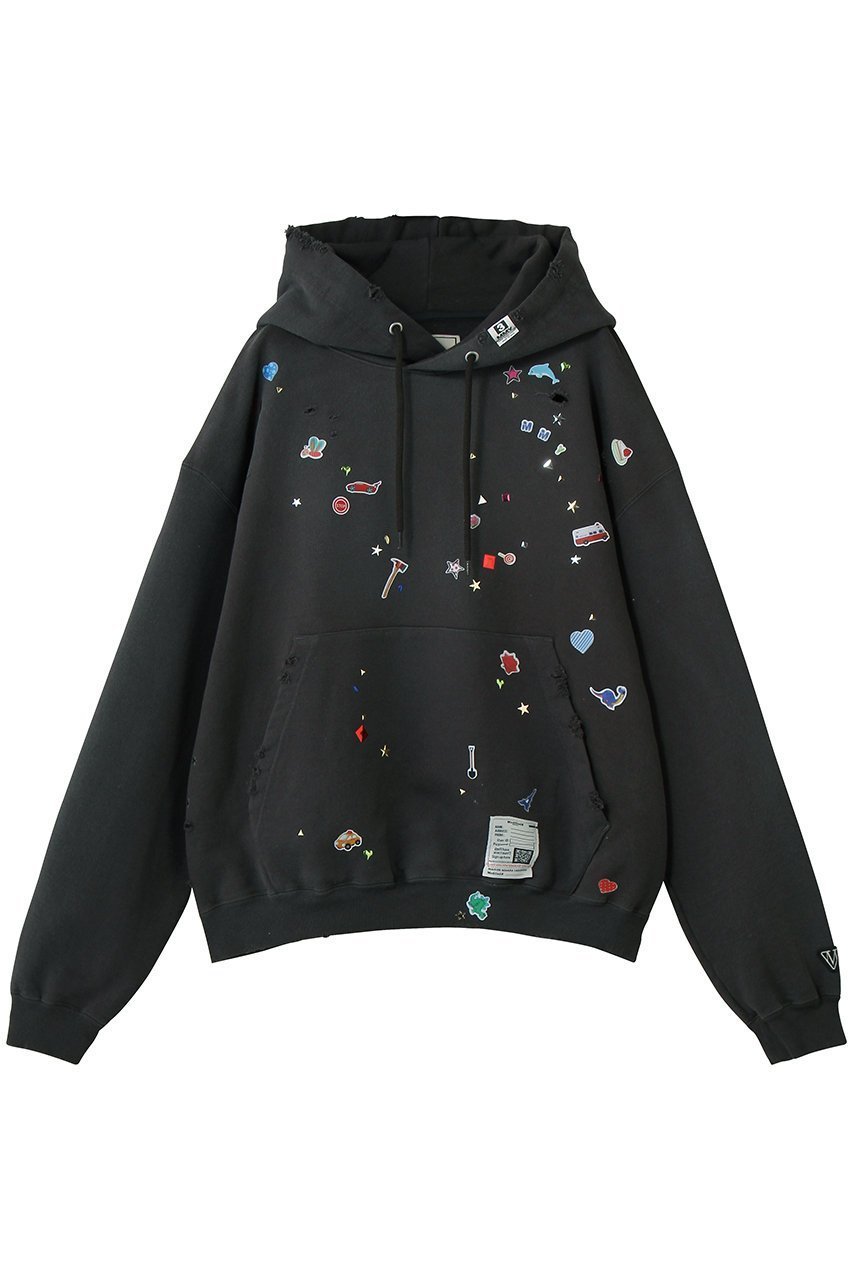 【メゾン ミハラヤスヒロ/Maison MIHARA YASUHIRO】の【Maison MIHARA YASUHIRO】KIDS STICKER フーディー インテリア・キッズ・メンズ・レディースファッション・服の通販 founy(ファニー) 　ファッション　Fashion　レディースファッション　Fashion for Women　トップス・カットソー　Cut & Sew Tops　シャツ・ブラウス・オフィスカジュアル　Elegant Blouses & Button-Ups　レディースパーカー・カジュアルフーディー　Casual Hoodies & Sweatshirts　ロングTシャツ・Tシャツ　Longline T-Shirts & Tees　スウェット・クルーネックトップス　Sweatshirts & Crewnecks / Relaxed Fit Sweat Tops　カットソー・ベーシックTシャツ　Cut-and-Sewn Tops / Stretch Tees & Basics　ブラック|ID: prp329100004932125 ipo3291000000037018593