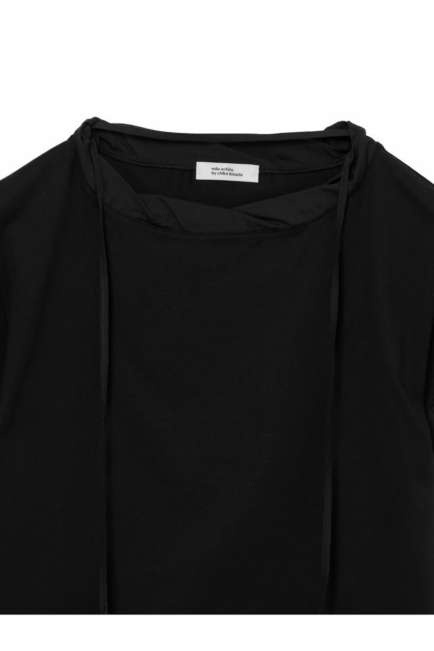 【ミラ ショーン バイ チカ キサダ/mila schon by chika kisada】のツイストフルールカット プルオーバー 人気、トレンドファッション・服の通販 founy(ファニー) 　ファッション　Fashion　レディースファッション　Fashion for Women　トップス・カットソー　Cut & Sew Tops　シャツ・ブラウス・オフィスカジュアル　Elegant Blouses & Button-Ups　ロングTシャツ・Tシャツ　Longline T-Shirts & Tees　カジュアルプルオーバー・ニットトップス　Pullovers & Knit Tops / Casual Pullovers　カットソー・ベーシックTシャツ　Cut-and-Sewn Tops / Stretch Tees & Basics　ショート　Short, Short Length　スリーブ　Sleeve, Long Sleeve / Short Sleeve　ツイスト　Tweed, Tweed Fabric　パターン　Pattern, Design Print　モチーフ　Motif, Design Theme　リボン　Ribbon, Bow　other-3|ID: prp329100004932130 ipo3291000000037018644