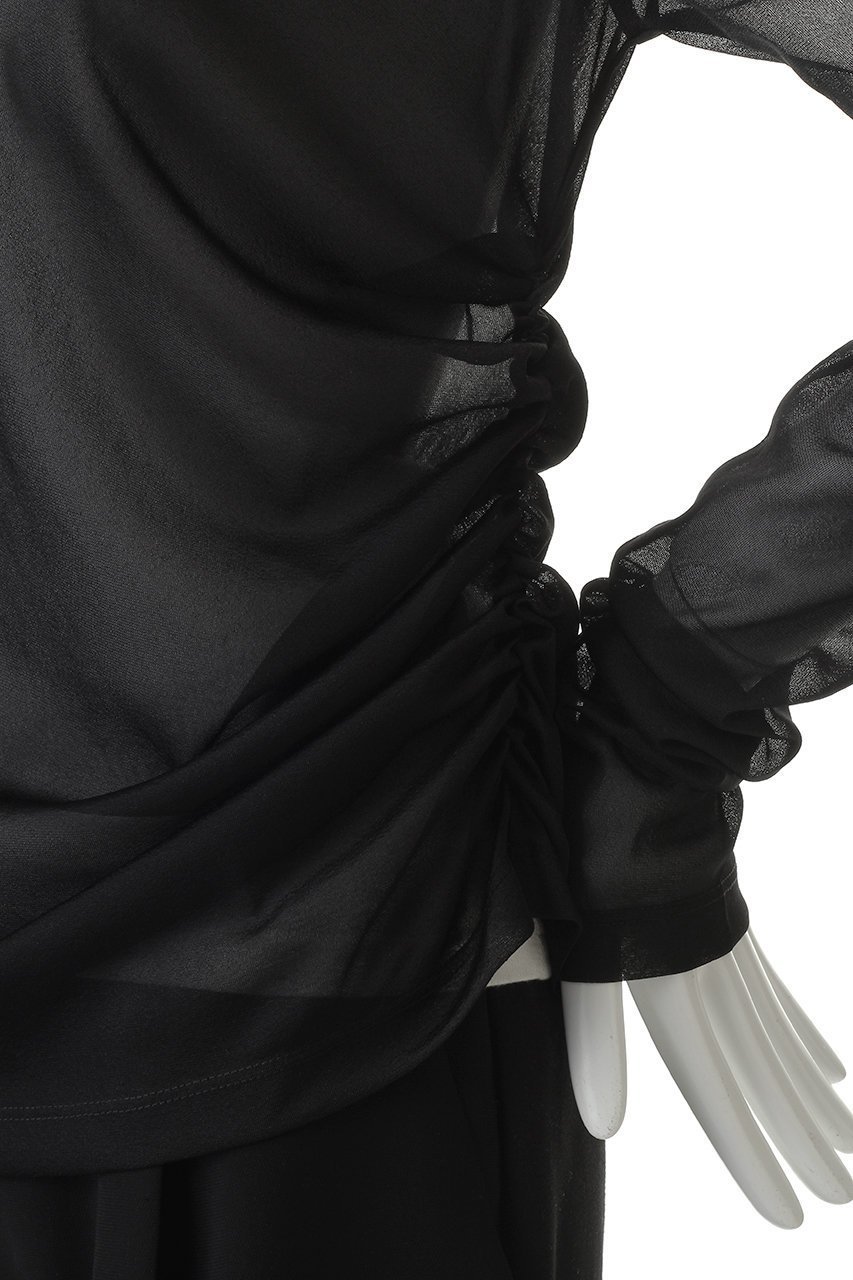 【マノフ/MANOF】のSHEER LAYERED CUT TOPSトップス 人気、トレンドファッション・服の通販 founy(ファニー) 　ファッション　Fashion　レディースファッション　Fashion for Women　トップス・カットソー　Cut & Sew Tops　シャツ・ブラウス・オフィスカジュアル　Elegant Blouses & Button-Ups　ロングTシャツ・Tシャツ　Longline T-Shirts & Tees　カットソー・ベーシックTシャツ　Cut-and-Sewn Tops / Stretch Tees & Basics　ギャザー　Gathered, Ruffled　スリーブ　Sleeve, Long Sleeve / Short Sleeve　ロング　Long, Long-Length　other-6|ID: prp329100004932147 ipo3291000000037018783