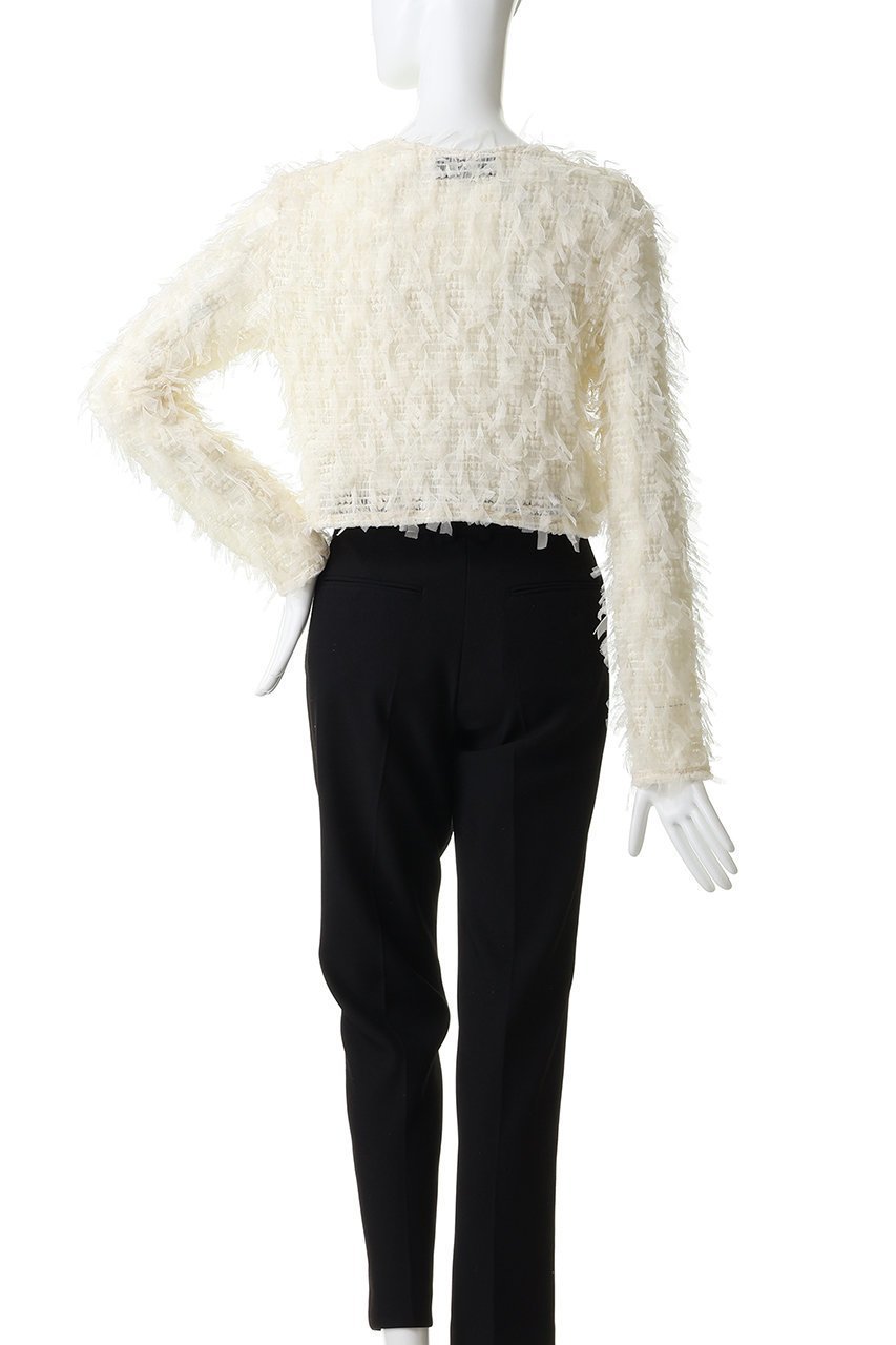 【ルール ロジェット/leur logette】のストレッチチュールカーディガン 人気、トレンドファッション・服の通販 founy(ファニー) 　ファッション　Fashion　レディースファッション　Fashion for Women　トップス・カットソー　Cut & Sew Tops　カーディガン・羽織り　Layered Style Cardigans　シャツ・ブラウス・オフィスカジュアル　Elegant Blouses & Button-Ups　ロングTシャツ・Tシャツ　Longline T-Shirts & Tees　カットソー・ベーシックTシャツ　Cut-and-Sewn Tops / Stretch Tees & Basics　カーディガン　Cardigan, Knitwear　ストレッチ　Stretch, Stretchy Fabric　チュール　Tulip, Tulip Motif　フロント　Front, Front Design　リボン　Ribbon, Bow　other-4|ID: prp329100004932148 ipo3291000000037018790