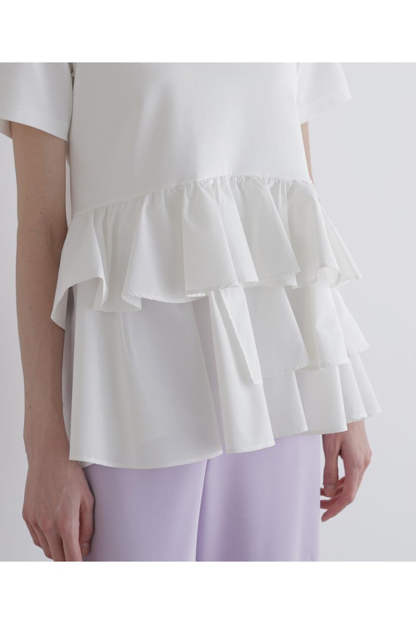 【ル フィル/LE PHIL】のコンビフリルプルオーバー 人気、トレンドファッション・服の通販 founy(ファニー) 　ファッション　Fashion　レディースファッション　Fashion for Women　トップス・カットソー　Cut & Sew Tops　シャツ・ブラウス・オフィスカジュアル　Elegant Blouses & Button-Ups　ロングTシャツ・Tシャツ　Longline T-Shirts & Tees　カジュアルプルオーバー・ニットトップス　Pullovers & Knit Tops / Casual Pullovers　カットソー・ベーシックTシャツ　Cut-and-Sewn Tops / Stretch Tees & Basics　カットソー　Cut and Sewn Top　ショート　Short, Short Length　シンプル　Simple, Minimal　スタンダード　Standard, Basic　スリーブ　Sleeve, Long Sleeve / Short Sleeve　タイプライター　Typewriter Fabric, Crisp Cotton　タフタ　Taffeta, Structured Fabric　バランス　Balance, Style Balance　フェミニン　Feminine, Girly　フリル　Frill, Ruffle　フロント　Front, Front Design　other-8|ID: prp329100004932162 ipo3291000000037018904