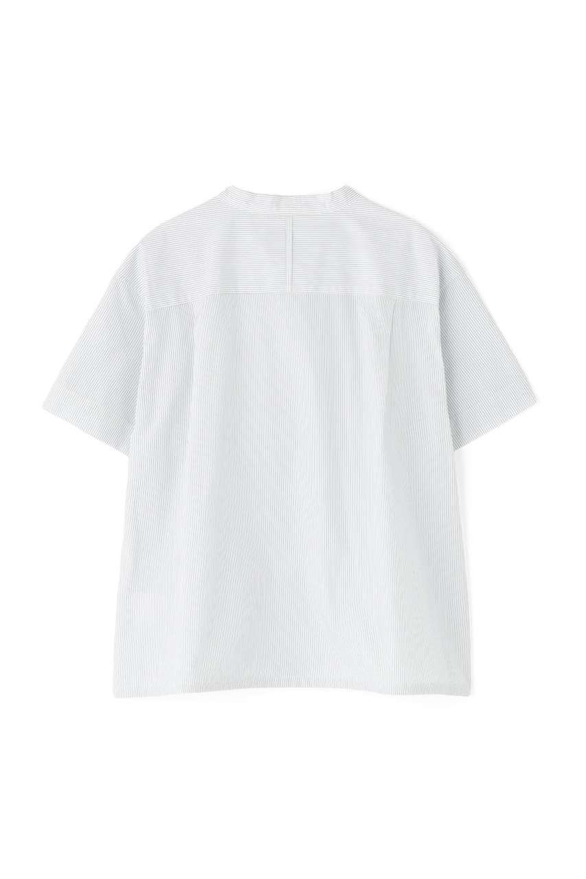 【マーガレットハウエル/MARGARET HOWELL】のYARN DYED COTTON POPLIN SHIRT 人気、トレンドファッション・服の通販 founy(ファニー) 　ファッション　Fashion　レディースファッション　Fashion for Women　トップス・カットソー　Cut & Sew Tops　シャツ・ブラウス・オフィスカジュアル　Elegant Blouses & Button-Ups　なめらか　Smooth, Silky Texture　ショート　Short, Short Length　スピンドル　Spindle, Drawcord　スリーブ　Sleeve, Long Sleeve / Short Sleeve　ブラウジング　Blouson Silhouette, Cinched Waist　エレガント 上品　Elegant　半袖　Short Sleeve, Half Sleeve　other-5|ID: prp329100004932165 ipo3291000000037018931