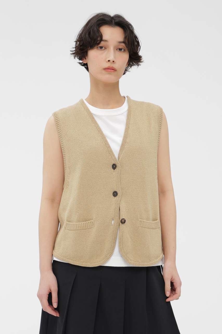 【マーガレットハウエル/MARGARET HOWELL】のPAPER COTTON KNITWEAR インテリア・キッズ・メンズ・レディースファッション・服の通販 founy(ファニー) 　ファッション　Fashion　レディースファッション　Fashion for Women　アウター　Coat / Outerwear Collection　レディースジャケット・軽アウター　Jackets　シンプル　Simple, Minimal　ジャケット　Jacket, Outerwear　タンク　Tank Top, Sleeveless Top　テーラード　Tailored, Tailored Fit　ベスト　Vest, Waistcoat　ベージュ|ID: prp329100004932172 ipo3291000000037018978