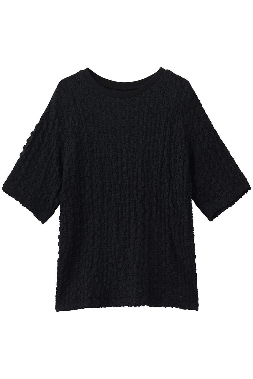 【エリオポール/heliopole】のストレッチレースBIG Tシャツ インテリア・キッズ・メンズ・レディースファッション・服の通販 founy(ファニー) 　ファッション　Fashion　レディースファッション　Fashion for Women　トップス・カットソー　Cut & Sew Tops　シャツ・ブラウス・オフィスカジュアル　Elegant Blouses & Button-Ups　ロングTシャツ・Tシャツ　Longline T-Shirts & Tees　カットソー・ベーシックTシャツ　Cut-and-Sewn Tops / Stretch Tees & Basics　ショート　Short, Short Length　ストレッチ　Stretch, Stretchy Fabric　スリーブ　Sleeve, Long Sleeve / Short Sleeve　レース　Lace, Lace Fabric　ブラック|ID: prp329100004932188 ipo3291000000037019095