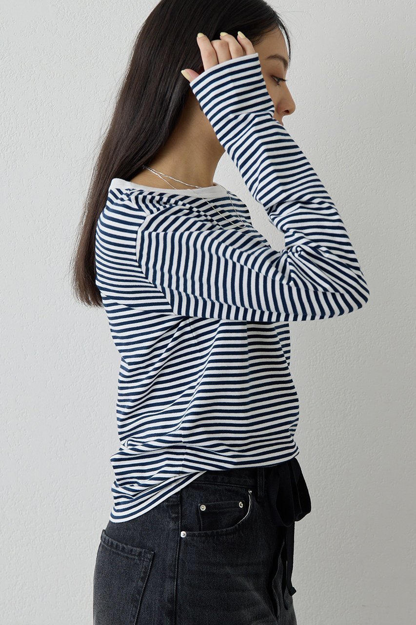 【ウィムガゼット/Whim Gazette】の【THE PAUSE】ボーダーロンTEE 人気、トレンドファッション・服の通販 founy(ファニー) 　ファッション　Fashion　レディースファッション　Fashion for Women　トップス・カットソー　Cut & Sew Tops　シャツ・ブラウス・オフィスカジュアル　Elegant Blouses & Button-Ups　ロングTシャツ・Tシャツ　Longline T-Shirts & Tees　カットソー・ベーシックTシャツ　Cut-and-Sewn Tops / Stretch Tees & Basics　インナー　Innerwear　コンパクト　Compact, Small Size　ストレッチ　Stretch, Stretchy Fabric　スリーブ　Sleeve, Long Sleeve / Short Sleeve　ボーダー　Border, Stripe　ロング　Long, Long-Length　other-4|ID: prp329100004932189 ipo3291000000037019105