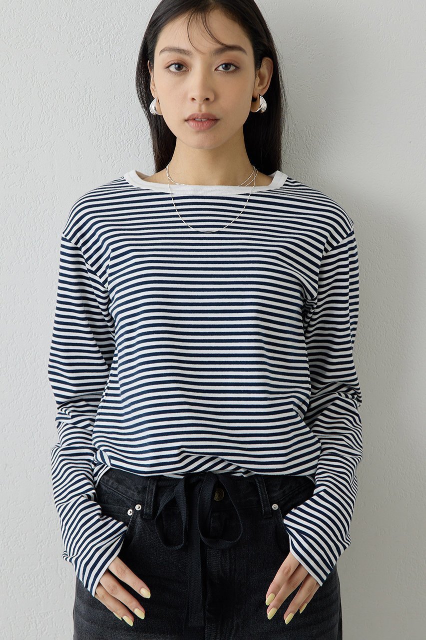 【ウィムガゼット/Whim Gazette】の【THE PAUSE】ボーダーロンTEE 人気、トレンドファッション・服の通販 founy(ファニー) 　ファッション　Fashion　レディースファッション　Fashion for Women　トップス・カットソー　Cut & Sew Tops　シャツ・ブラウス・オフィスカジュアル　Elegant Blouses & Button-Ups　ロングTシャツ・Tシャツ　Longline T-Shirts & Tees　カットソー・ベーシックTシャツ　Cut-and-Sewn Tops / Stretch Tees & Basics　インナー　Innerwear　コンパクト　Compact, Small Size　ストレッチ　Stretch, Stretchy Fabric　スリーブ　Sleeve, Long Sleeve / Short Sleeve　ボーダー　Border, Stripe　ロング　Long, Long-Length　other-5|ID: prp329100004932189 ipo3291000000037019106