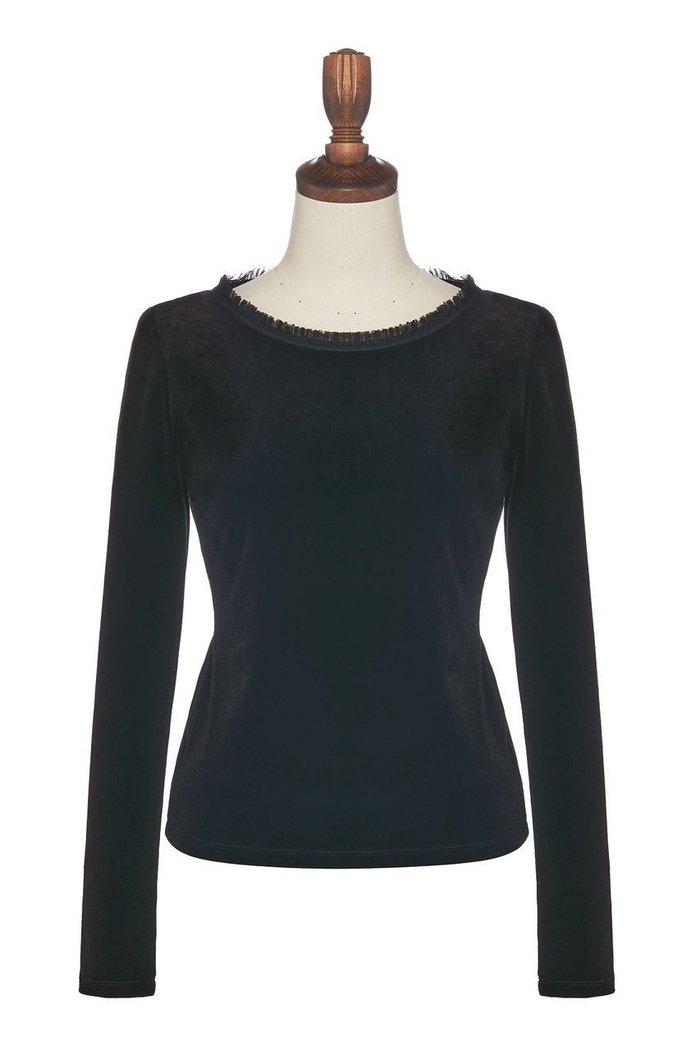 【デイジーリン/DAISY LIN】のVelour Top “Symphony” インテリア・キッズ・メンズ・レディースファッション・服の通販 founy(ファニー) https://founy.com/ ファッション Fashion レディースファッション Fashion for Women トップス・カットソー Cut & Sew Tops シャツ・ブラウス・オフィスカジュアル Elegant Blouses & Button-Ups ロングTシャツ・Tシャツ Longline T-Shirts & Tees カットソー・ベーシックTシャツ Cut-and-Sewn Tops / Stretch Tees & Basics ベロアトップス Velour Tops / Velvet-Look Items ウォッシャブル Machine Washable ストレッチ Stretch, Stretchy Fabric スリーブ Sleeve, Long Sleeve / Short Sleeve フィット Fit, Slim Fit フォーマル Formal, Dressy ベロア Velour, Soft Velvet ロング Long, Long-Length エレガント 上品 Elegant 洗える Machine Washable |ID: prp329100004932195 ipo3291000000037019156