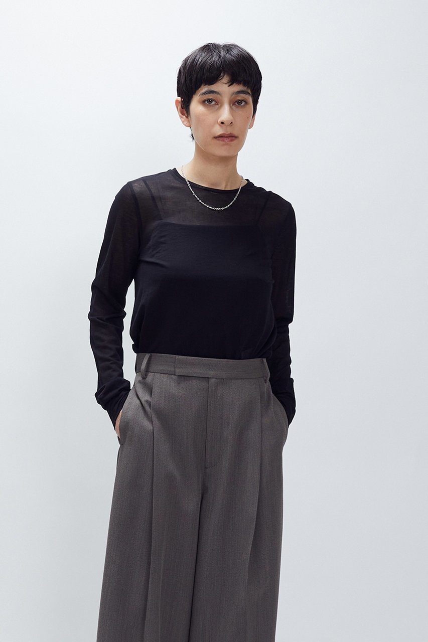 【プルミエ アロンディスモン/1er Arrondissement】の【追加】シアーロンT 人気、トレンドファッション・服の通販 founy(ファニー) 　ファッション　Fashion　レディースファッション　Fashion for Women　トップス・カットソー　Cut & Sew Tops　シャツ・ブラウス・オフィスカジュアル　Elegant Blouses & Button-Ups　ロングTシャツ・Tシャツ　Longline T-Shirts & Tees　カットソー・ベーシックTシャツ　Cut-and-Sewn Tops / Stretch Tees & Basics　インナー　Innerwear　キャミソール　Camisole, Spaghetti Strap Top　シアー　Sheer, See-Through　シンプル　Simple, Minimal　スリーブ　Sleeve, Long Sleeve / Short Sleeve　ビスチェ　Bustier, Corset Top　ロング　Long, Long-Length　エレガント 上品　Elegant　other-8|ID: prp329100004932203 ipo3291000000037019240