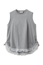 【ルール ロジェット/leur logette】のコットンノースリーブチュールヘムトップス 人気、トレンドファッション・服の通販 founy(ファニー) ファッション Fashion レディースファッション Fashion for Women トップス・カットソー Cut & Sew Tops キャミソール&ノースリーブ Camisoles & Sleeveless Tops シャツ・ブラウス・オフィスカジュアル Elegant Blouses & Button-Ups ロングTシャツ・Tシャツ Longline T-Shirts & Tees カットソー・ベーシックTシャツ Cut-and-Sewn Tops / Stretch Tees & Basics キャミソール Camisole, Spaghetti Strap Top タンク Tank Top, Sleeveless Top チュール Tulip, Tulip Motif フェミニン Feminine, Girly thumbnail グレー|ID: prp329100004932205 ipo3291000000037019251