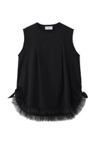 【ルール ロジェット/leur logette】のコットンノースリーブチュールヘムトップス 人気、トレンドファッション・服の通販 founy(ファニー) ファッション Fashion レディースファッション Fashion for Women トップス・カットソー Cut & Sew Tops キャミソール&ノースリーブ Camisoles & Sleeveless Tops シャツ・ブラウス・オフィスカジュアル Elegant Blouses & Button-Ups ロングTシャツ・Tシャツ Longline T-Shirts & Tees カットソー・ベーシックTシャツ Cut-and-Sewn Tops / Stretch Tees & Basics キャミソール Camisole, Spaghetti Strap Top タンク Tank Top, Sleeveless Top チュール Tulip, Tulip Motif フェミニン Feminine, Girly thumbnail ブラック|ID: prp329100004932205 ipo3291000000037019252