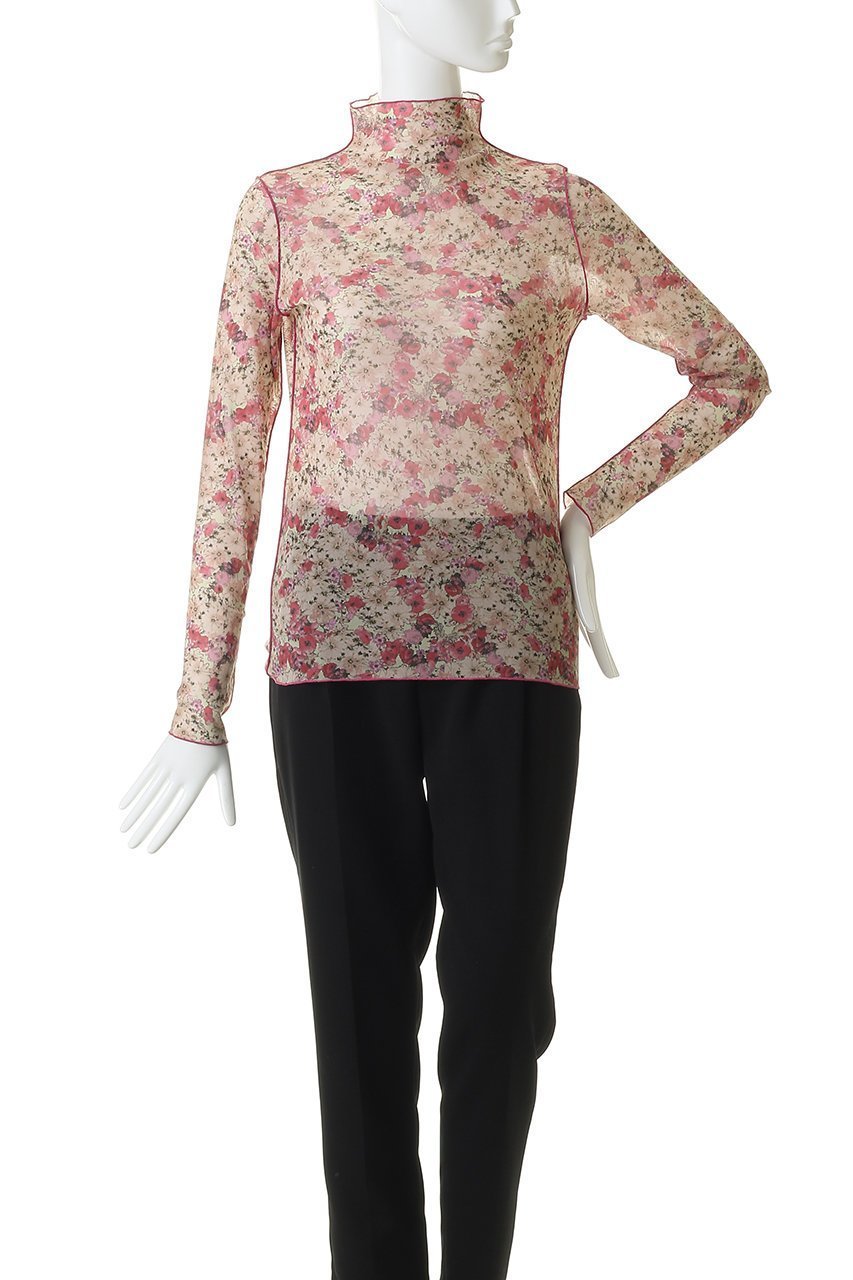 【ルール ロジェット/leur logette】のフォレストフラワープリントチュールトップス 人気、トレンドファッション・服の通販 founy(ファニー) 　ファッション　Fashion　レディースファッション　Fashion for Women　トップス・カットソー　Cut & Sew Tops　シャツ・ブラウス・オフィスカジュアル　Elegant Blouses & Button-Ups　ロングTシャツ・Tシャツ　Longline T-Shirts & Tees　カットソー・ベーシックTシャツ　Cut-and-Sewn Tops / Stretch Tees & Basics　花柄・フラワープリント・モチーフ　Floral Prints & Motifs / Flower Pattern Tops　スリーブ　Sleeve, Long Sleeve / Short Sleeve　ハイネック　High Neck, Mock Neck　フィット　Fit, Slim Fit　プリント　Print, Printed Pattern　ボトム　Bottoms, Lower Wear　ロング　Long, Long-Length　エレガント 上品　Elegant　定番　Standard, Basic Item　other-2|ID: prp329100004932206 ipo3291000000037019260