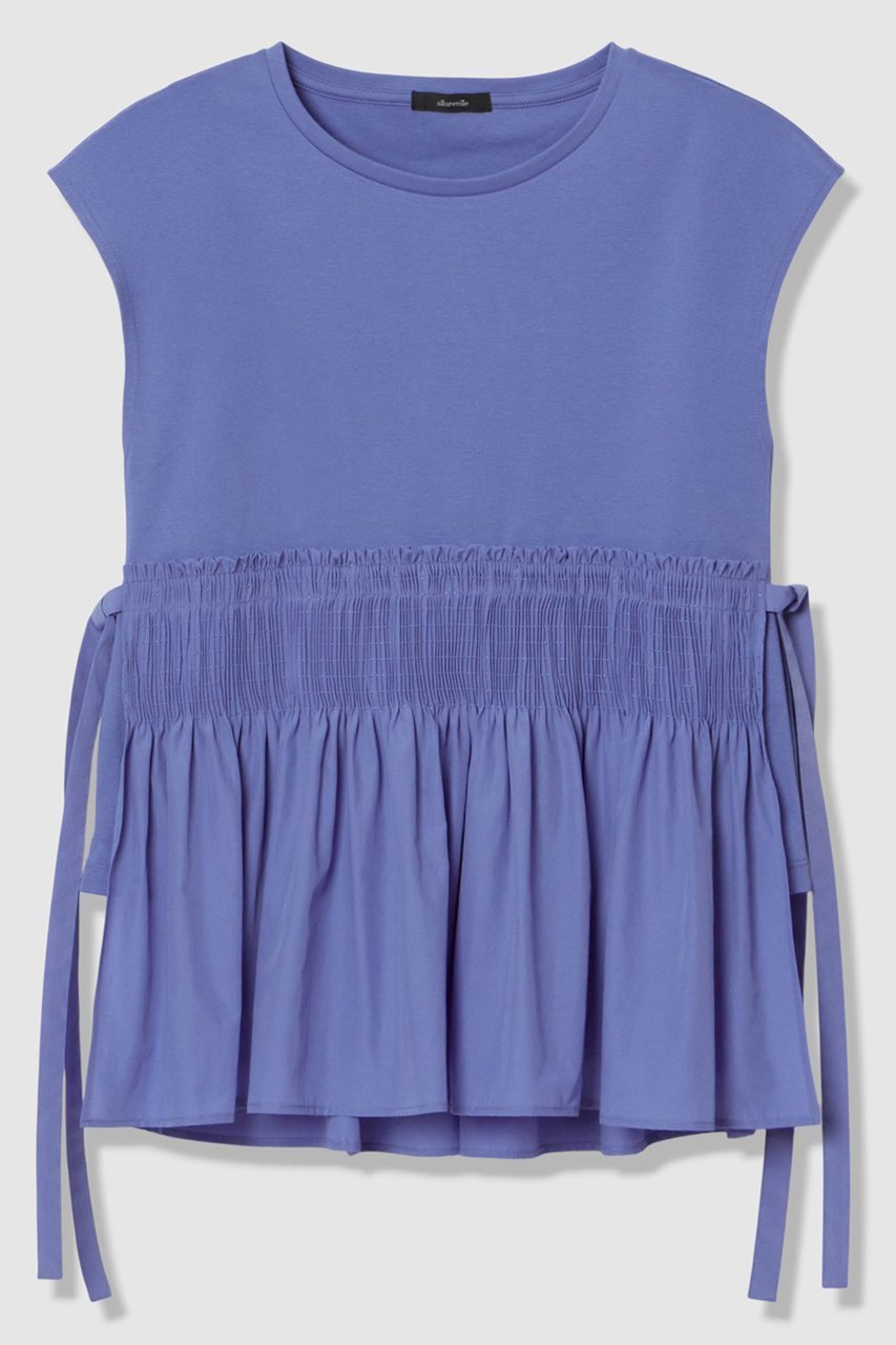 【アルアバイル/allureville】の刺繍プリーツペプラムプルオーバー インテリア・キッズ・メンズ・レディースファッション・服の通販 founy(ファニー) 　ファッション　Fashion　レディースファッション　Fashion for Women　トップス・カットソー　Cut & Sew Tops　シャツ・ブラウス・オフィスカジュアル　Elegant Blouses & Button-Ups　ロングTシャツ・Tシャツ　Longline T-Shirts & Tees　カジュアルプルオーバー・ニットトップス　Pullovers & Knit Tops / Casual Pullovers　カットソー・ベーシックTシャツ　Cut-and-Sewn Tops / Stretch Tees & Basics　カットソー　Cut and Sewn Top　ギャザー　Gathered, Ruffled　コンビ　Combo, Combination Style　ショート　Short, Short Length　ジャケット　Jacket, Outerwear　スリーブ　Sleeve, Long Sleeve / Short Sleeve　チュニック　Tunic, Long Top　ドッキング　Docking, Mixed Material　フレンチ　French, French Style　プリーツ　Pleats, Pleated　ペプラム　Peplum, Flared Hem　エレガント 上品　Elegant　ブルー|ID: prp329100004932212 ipo3291000000037019302