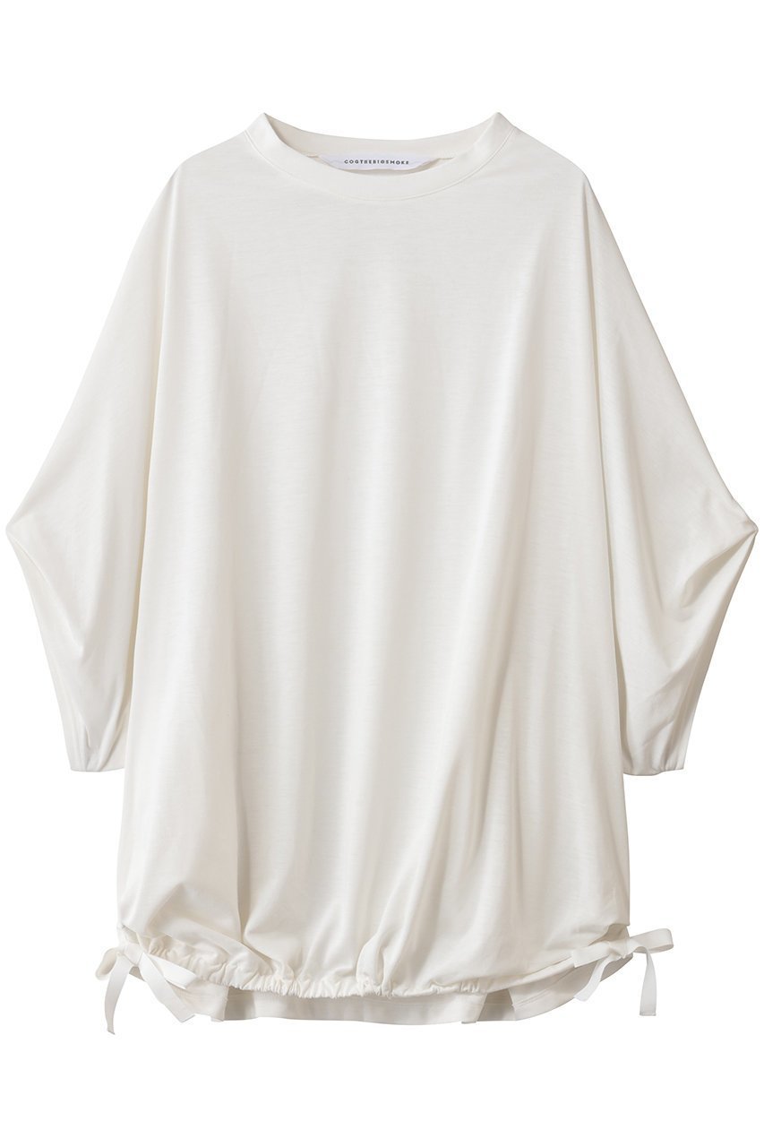 【コグ ザビッグスモーク/COGTHEBIGSMOKE】の37 NARIAH TUCKED SLEEVE TOP インテリア・キッズ・メンズ・レディースファッション・服の通販 founy(ファニー) 　ファッション　Fashion　レディースファッション　Fashion for Women　トップス・カットソー　Cut & Sew Tops　シャツ・ブラウス・オフィスカジュアル　Elegant Blouses & Button-Ups　ロングTシャツ・Tシャツ　Longline T-Shirts & Tees　カットソー・ベーシックTシャツ　Cut-and-Sewn Tops / Stretch Tees & Basics　ショート　Short, Short Length　スリーブ　Sleeve, Long Sleeve / Short Sleeve　ドレープ　Drape, Draping Fabric　バルーン　Balloon, Balloon Silhouette　フォルム　Silhouette, Form　ブラウジング　Blouson Silhouette, Cinched Waist　リボン　Ribbon, Bow　夏　Summer　旅行　Travel　オフホワイト|ID: prp329100004932237 ipo3291000000037019575