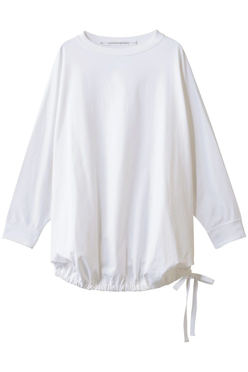 【コグ ザビッグスモーク/COGTHEBIGSMOKE】の33 NINA LONG T インテリア・キッズ・メンズ・レディースファッション・服の通販 founy(ファニー) 　ファッション　Fashion　レディースファッション　Fashion for Women　トップス・カットソー　Cut & Sew Tops　シャツ・ブラウス・オフィスカジュアル　Elegant Blouses & Button-Ups　ロングTシャツ・Tシャツ　Longline T-Shirts & Tees　カットソー・ベーシックTシャツ　Cut-and-Sewn Tops / Stretch Tees & Basics　なめらか　Smooth, Silky Texture　スリーブ　Sleeve, Long Sleeve / Short Sleeve　バランス　Balance, Style Balance　フォルム　Silhouette, Form　ブラウジング　Blouson Silhouette, Cinched Waist　リボン　Ribbon, Bow　ロング　Long, Long-Length　エレガント 上品　Elegant　ホワイト|ID: prp329100004932239 ipo3291000000037019592