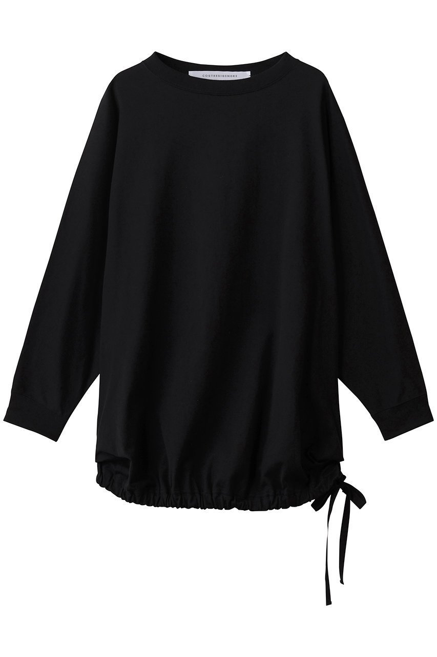 【コグ ザビッグスモーク/COGTHEBIGSMOKE】の33 NINA LONG T インテリア・キッズ・メンズ・レディースファッション・服の通販 founy(ファニー) 　ファッション　Fashion　レディースファッション　Fashion for Women　トップス・カットソー　Cut & Sew Tops　シャツ・ブラウス・オフィスカジュアル　Elegant Blouses & Button-Ups　ロングTシャツ・Tシャツ　Longline T-Shirts & Tees　カットソー・ベーシックTシャツ　Cut-and-Sewn Tops / Stretch Tees & Basics　なめらか　Smooth, Silky Texture　スリーブ　Sleeve, Long Sleeve / Short Sleeve　バランス　Balance, Style Balance　フォルム　Silhouette, Form　ブラウジング　Blouson Silhouette, Cinched Waist　リボン　Ribbon, Bow　ロング　Long, Long-Length　エレガント 上品　Elegant　ブラック|ID: prp329100004932239 ipo3291000000037019594