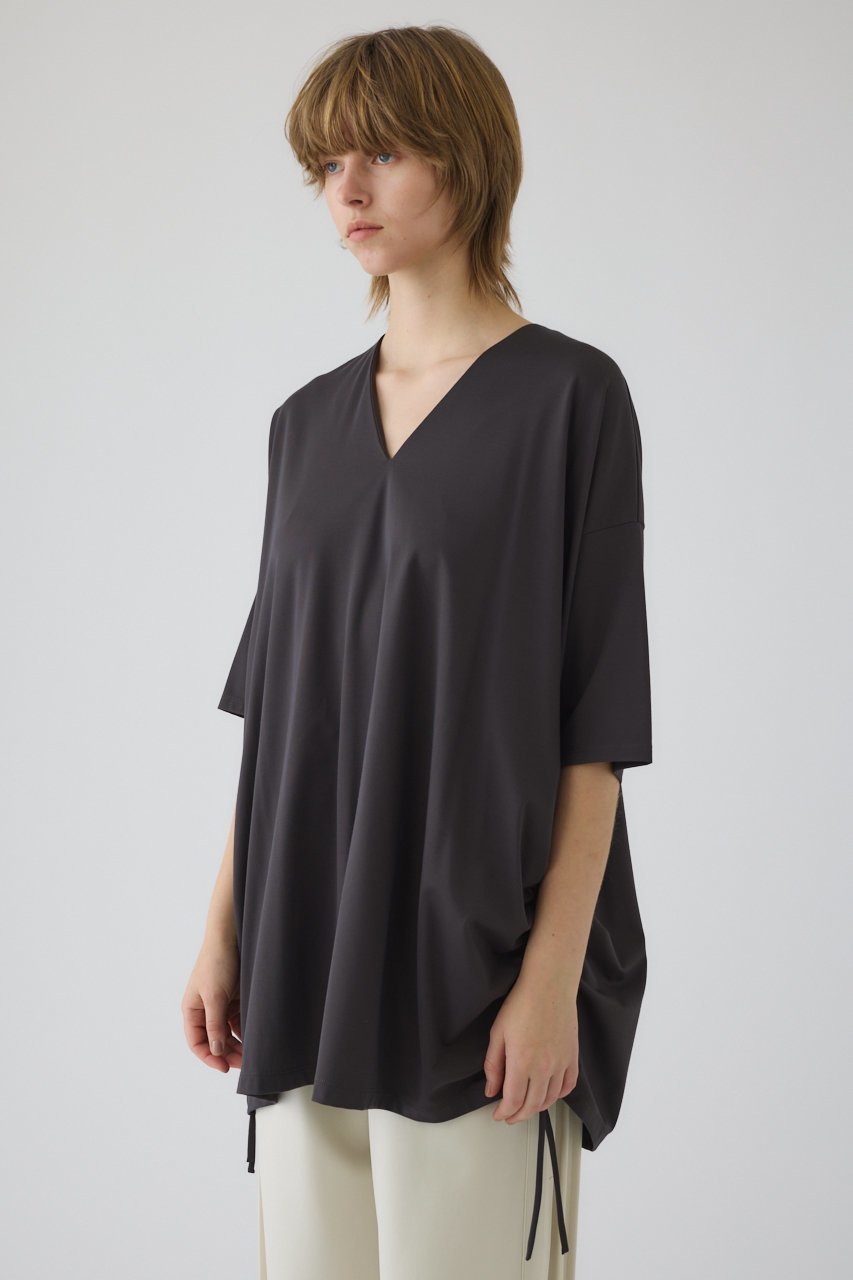 【リムアーク/RIM.ARK】のSide drawstring big T-shirts/Tシャツ 人気、トレンドファッション・服の通販 founy(ファニー) 　ファッション　Fashion　レディースファッション　Fashion for Women　トップス・カットソー　Cut & Sew Tops　シャツ・ブラウス・オフィスカジュアル　Elegant Blouses & Button-Ups　ロングTシャツ・Tシャツ　Longline T-Shirts & Tees　カットソー・ベーシックTシャツ　Cut-and-Sewn Tops / Stretch Tees & Basics　カットソー　Cut and Sewn Top　コンパクト　Compact, Small Size　シャーリング　Shirring, Ruched　ショート　Short, Short Length　スリーブ　Sleeve, Long Sleeve / Short Sleeve　バランス　Balance, Style Balance　エレガント 上品　Elegant　other-2|ID: prp329100004932257 ipo3291000000037019727