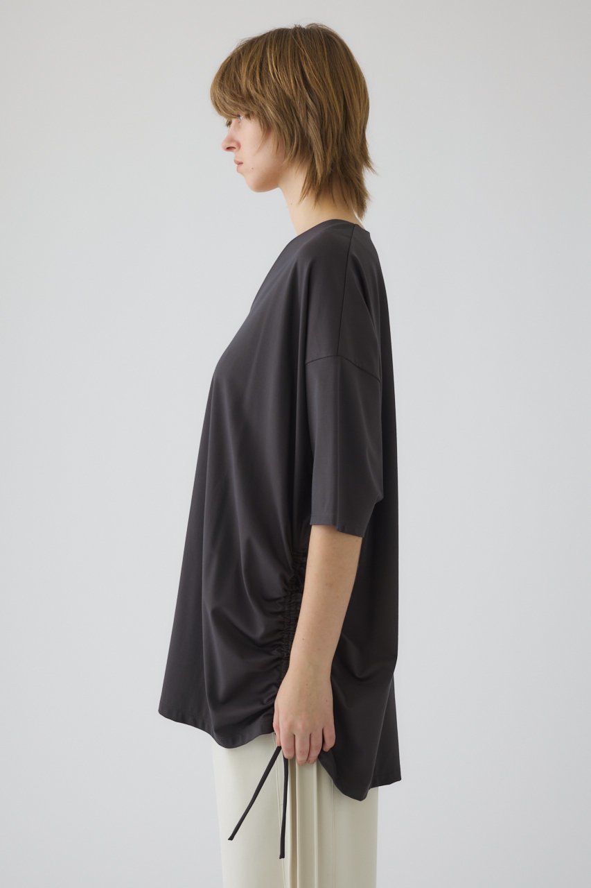 【リムアーク/RIM.ARK】のSide drawstring big T-shirts/Tシャツ 人気、トレンドファッション・服の通販 founy(ファニー) 　ファッション　Fashion　レディースファッション　Fashion for Women　トップス・カットソー　Cut & Sew Tops　シャツ・ブラウス・オフィスカジュアル　Elegant Blouses & Button-Ups　ロングTシャツ・Tシャツ　Longline T-Shirts & Tees　カットソー・ベーシックTシャツ　Cut-and-Sewn Tops / Stretch Tees & Basics　カットソー　Cut and Sewn Top　コンパクト　Compact, Small Size　シャーリング　Shirring, Ruched　ショート　Short, Short Length　スリーブ　Sleeve, Long Sleeve / Short Sleeve　バランス　Balance, Style Balance　エレガント 上品　Elegant　other-3|ID: prp329100004932257 ipo3291000000037019728