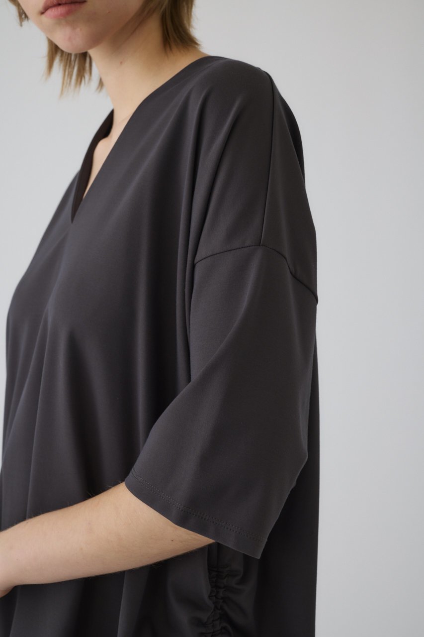 【リムアーク/RIM.ARK】のSide drawstring big T-shirts/Tシャツ 人気、トレンドファッション・服の通販 founy(ファニー) 　ファッション　Fashion　レディースファッション　Fashion for Women　トップス・カットソー　Cut & Sew Tops　シャツ・ブラウス・オフィスカジュアル　Elegant Blouses & Button-Ups　ロングTシャツ・Tシャツ　Longline T-Shirts & Tees　カットソー・ベーシックTシャツ　Cut-and-Sewn Tops / Stretch Tees & Basics　カットソー　Cut and Sewn Top　コンパクト　Compact, Small Size　シャーリング　Shirring, Ruched　ショート　Short, Short Length　スリーブ　Sleeve, Long Sleeve / Short Sleeve　バランス　Balance, Style Balance　エレガント 上品　Elegant　other-7|ID: prp329100004932257 ipo3291000000037019735