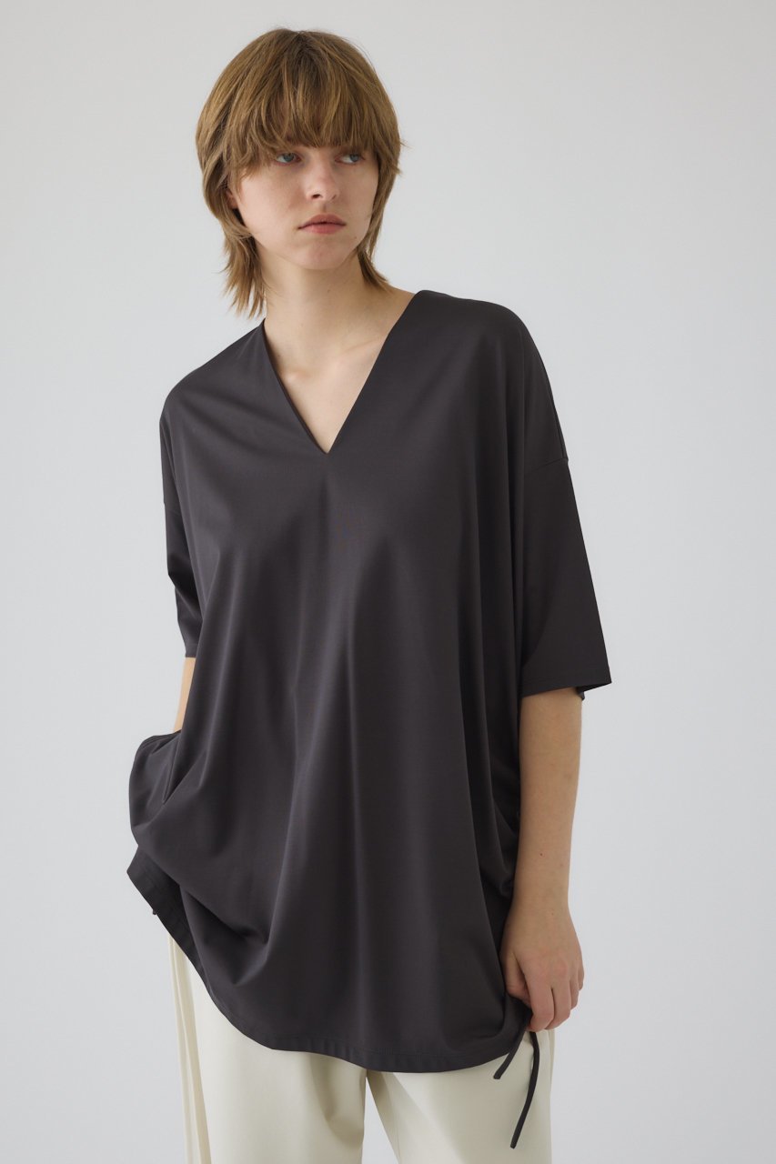 【リムアーク/RIM.ARK】のSide drawstring big T-shirts/Tシャツ 人気、トレンドファッション・服の通販 founy(ファニー) 　ファッション　Fashion　レディースファッション　Fashion for Women　トップス・カットソー　Cut & Sew Tops　シャツ・ブラウス・オフィスカジュアル　Elegant Blouses & Button-Ups　ロングTシャツ・Tシャツ　Longline T-Shirts & Tees　カットソー・ベーシックTシャツ　Cut-and-Sewn Tops / Stretch Tees & Basics　カットソー　Cut and Sewn Top　コンパクト　Compact, Small Size　シャーリング　Shirring, Ruched　ショート　Short, Short Length　スリーブ　Sleeve, Long Sleeve / Short Sleeve　バランス　Balance, Style Balance　エレガント 上品　Elegant　other-8|ID: prp329100004932257 ipo3291000000037019736