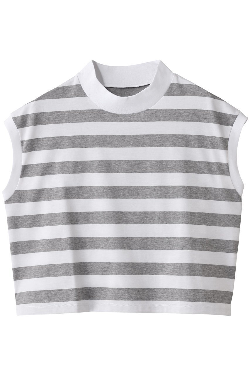 【スリー ドッツ/three dots】のビックストライプ フレンチスリーブTシャツ インテリア・キッズ・メンズ・レディースファッション・服の通販 founy(ファニー) 　ファッション　Fashion　レディースファッション　Fashion for Women　トップス・カットソー　Cut & Sew Tops　シャツ・ブラウス・オフィスカジュアル　Elegant Blouses & Button-Ups　ロングTシャツ・Tシャツ　Longline T-Shirts & Tees　カットソー・ベーシックTシャツ　Cut-and-Sewn Tops / Stretch Tees & Basics　ショート　Short, Short Length　スタイリッシュ　Stylish, Fashionable　ストライプ　Stripe, Striped Pattern　スリーブ　Sleeve, Long Sleeve / Short Sleeve　フレンチ　French, French Style　ボックス　Boxy, Box Shape　夏　Summer　定番　Standard, Basic Item　春　Spring　S/S・春夏　SS, Spring/Summer, Warm Season　グレー×ホワイト|ID: prp329100004932258 ipo3291000000037019745