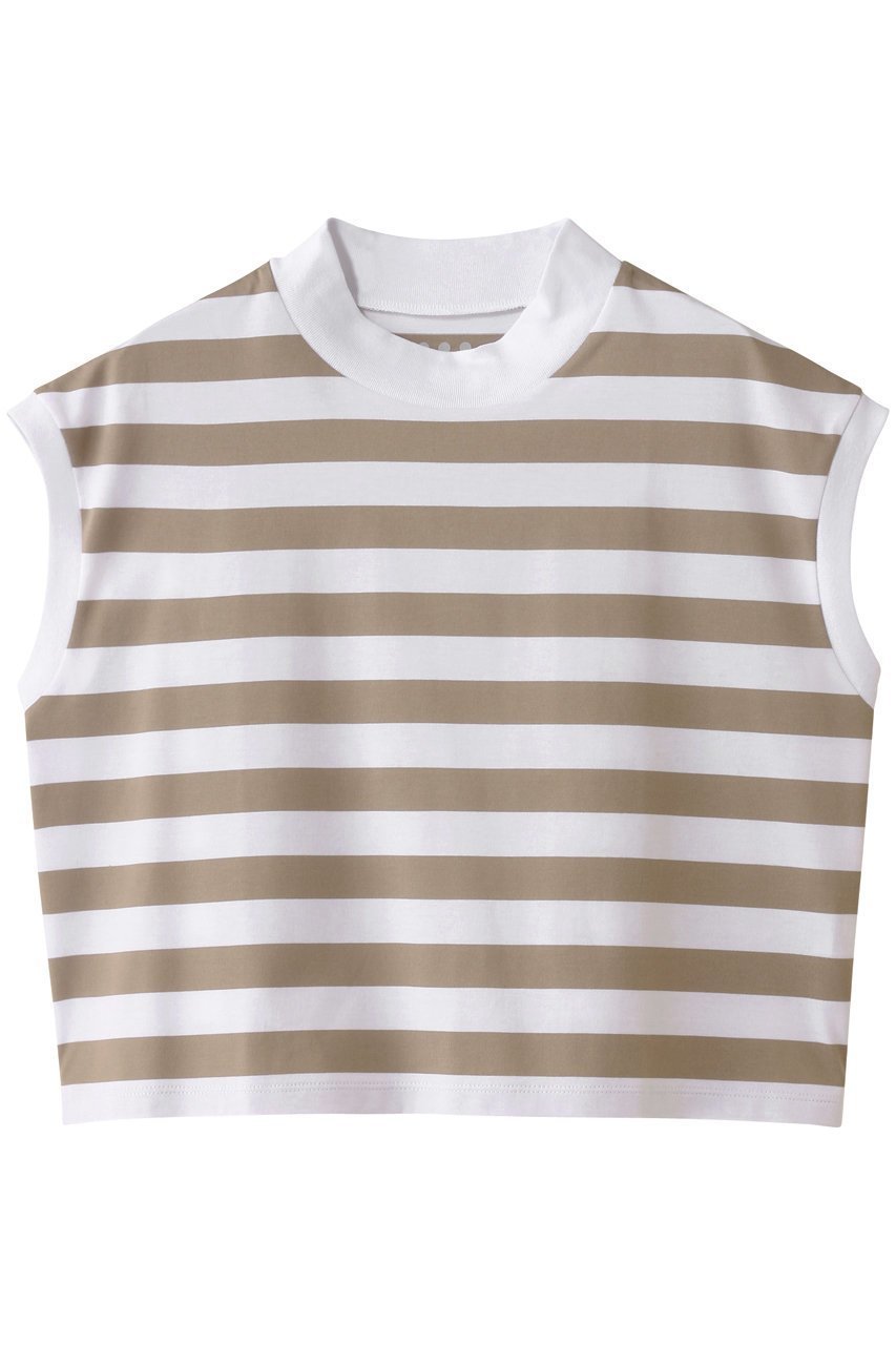【スリー ドッツ/three dots】のビックストライプ フレンチスリーブTシャツ インテリア・キッズ・メンズ・レディースファッション・服の通販 founy(ファニー) 　ファッション　Fashion　レディースファッション　Fashion for Women　トップス・カットソー　Cut & Sew Tops　シャツ・ブラウス・オフィスカジュアル　Elegant Blouses & Button-Ups　ロングTシャツ・Tシャツ　Longline T-Shirts & Tees　カットソー・ベーシックTシャツ　Cut-and-Sewn Tops / Stretch Tees & Basics　ショート　Short, Short Length　スタイリッシュ　Stylish, Fashionable　ストライプ　Stripe, Striped Pattern　スリーブ　Sleeve, Long Sleeve / Short Sleeve　フレンチ　French, French Style　ボックス　Boxy, Box Shape　夏　Summer　定番　Standard, Basic Item　春　Spring　S/S・春夏　SS, Spring/Summer, Warm Season　ホワイト×ベージュ|ID: prp329100004932258 ipo3291000000037019747