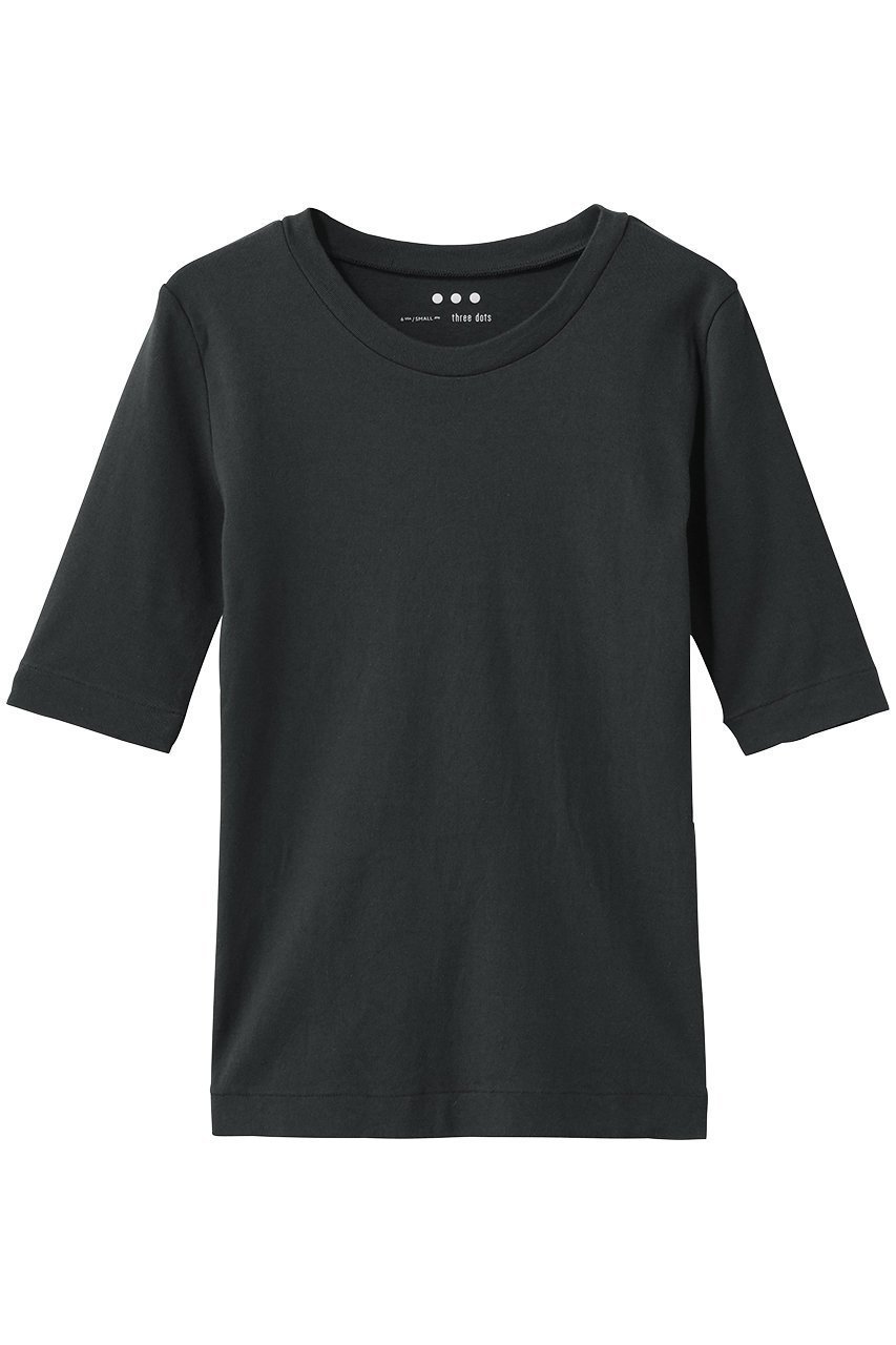 【スリー ドッツ/three dots】のファンデーションコットン Tシャツ インテリア・キッズ・メンズ・レディースファッション・服の通販 founy(ファニー) 　ファッション　Fashion　レディースファッション　Fashion for Women　トップス・カットソー　Cut & Sew Tops　シャツ・ブラウス・オフィスカジュアル　Elegant Blouses & Button-Ups　ロングTシャツ・Tシャツ　Longline T-Shirts & Tees　カットソー・ベーシックTシャツ　Cut-and-Sewn Tops / Stretch Tees & Basics　おすすめ　Recommended / Our Picks　インナー　Innerwear　ショート　Short, Short Length　シンプル　Simple, Minimal　スリーブ　Sleeve, Long Sleeve / Short Sleeve　ベーシック　Basic, Essential　エレガント 上品　Elegant　再入荷　Restock / Back in Stock　インクブラック|ID: prp329100004932259 ipo3291000000037019760
