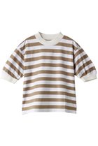 【スリー ドッツ/three dots】のビッグストライプ パフTシャツ 人気、トレンドファッション・服の通販 founy(ファニー) ファッション Fashion レディースファッション Fashion for Women トップス・カットソー Cut & Sew Tops シャツ・ブラウス・オフィスカジュアル Elegant Blouses & Button-Ups ロングTシャツ・Tシャツ Longline T-Shirts & Tees カットソー・ベーシックTシャツ Cut-and-Sewn Tops / Stretch Tees & Basics ショート Short, Short Length ストライプ Stripe, Striped Pattern スリーブ Sleeve, Long Sleeve / Short Sleeve ビッグ Big, Oversized モックネック Mock Neck, Short Turtleneck thumbnail ホワイト×ベージュ|ID: prp329100004932260 ipo3291000000037019769