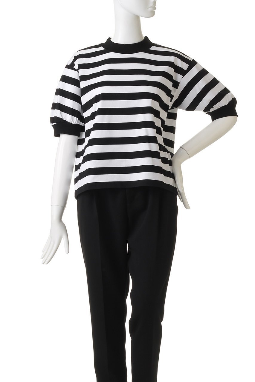 【スリー ドッツ/three dots】のビッグストライプ パフTシャツ 人気、トレンドファッション・服の通販 founy(ファニー) 　ファッション　Fashion　レディースファッション　Fashion for Women　トップス・カットソー　Cut & Sew Tops　シャツ・ブラウス・オフィスカジュアル　Elegant Blouses & Button-Ups　ロングTシャツ・Tシャツ　Longline T-Shirts & Tees　カットソー・ベーシックTシャツ　Cut-and-Sewn Tops / Stretch Tees & Basics　ショート　Short, Short Length　ストライプ　Stripe, Striped Pattern　スリーブ　Sleeve, Long Sleeve / Short Sleeve　ビッグ　Big, Oversized　モックネック　Mock Neck, Short Turtleneck　other-2|ID: prp329100004932260 ipo3291000000037019773