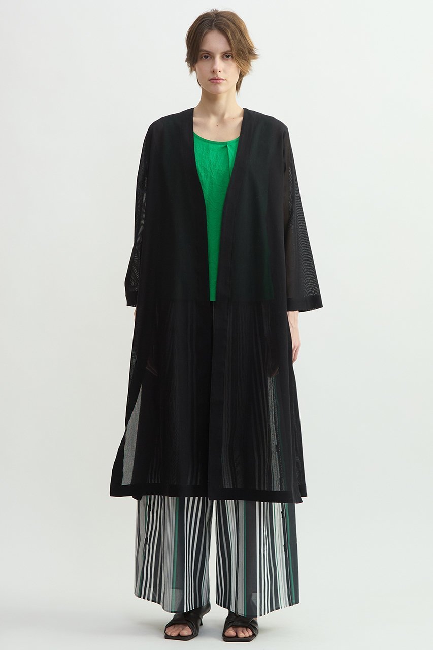 【プレインピープル/PLAIN PEOPLE】のメッシュジャージロングカーディガン インテリア・キッズ・メンズ・レディースファッション・服の通販 founy(ファニー) 　ファッション　Fashion　レディースファッション　Fashion for Women　トップス・カットソー　Cut & Sew Tops　カーディガン・羽織り　Layered Style Cardigans　シャツ・ブラウス・オフィスカジュアル　Elegant Blouses & Button-Ups　ロングTシャツ・Tシャツ　Longline T-Shirts & Tees　カットソー・ベーシックTシャツ　Cut-and-Sewn Tops / Stretch Tees & Basics　カーディガン　Cardigan, Knitwear　シアー　Sheer, See-Through　シルケット　Silket, Silky Cotton　スリット　Slit, Slit Detail　メッシュ　Mesh, Net Fabric　ラッセル　Raschel, Raschel Lace　ロング　Long, Long-Length　ブラック|ID: prp329100004932276 ipo3291000000037019892