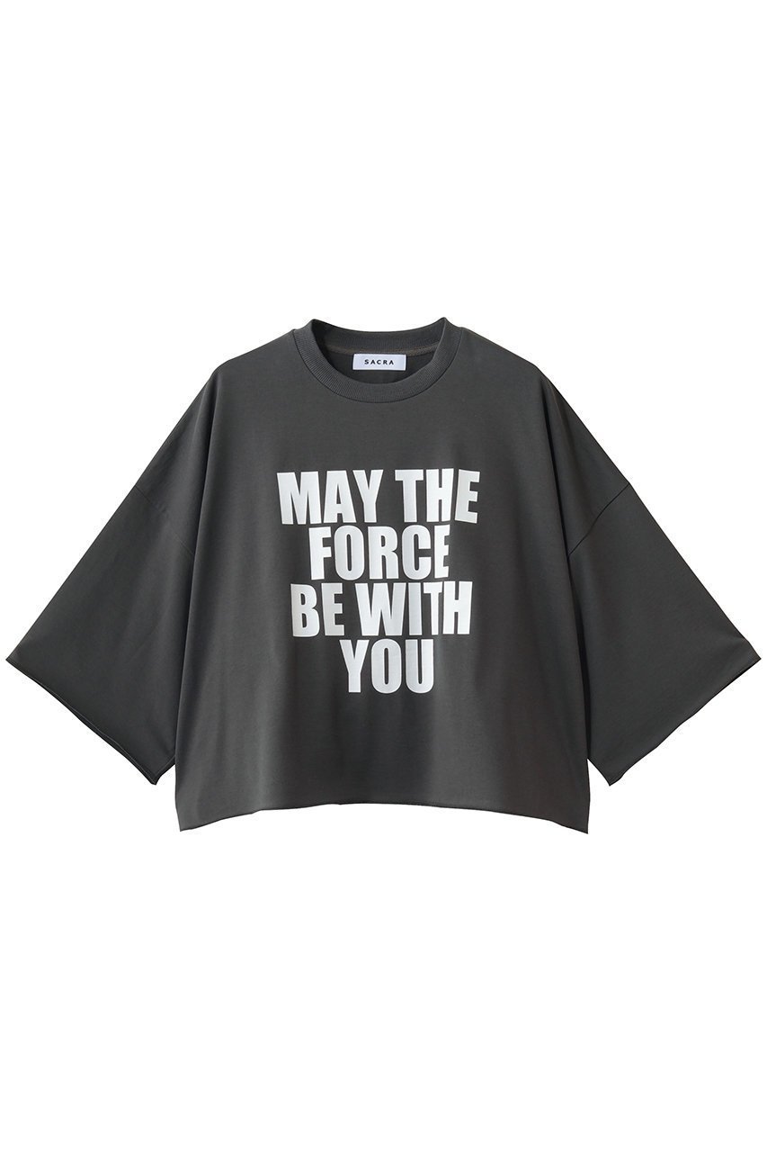 【サクラ/SACRA】のコットンフリースプリントトップス インテリア・キッズ・メンズ・レディースファッション・服の通販 founy(ファニー) 　ファッション　Fashion　レディースファッション　Fashion for Women　トップス・カットソー　Cut & Sew Tops　シャツ・ブラウス・オフィスカジュアル　Elegant Blouses & Button-Ups　ロングTシャツ・Tシャツ　Longline T-Shirts & Tees　カットソー・ベーシックTシャツ　Cut-and-Sewn Tops / Stretch Tees & Basics　クロップド　Cropped, Short Length　サマー　Summer, Summer Style　スリーブ　Sleeve, Long Sleeve / Short Sleeve　デニム　Denim, Jeans Material　ハーフ　Half, Half-Length　バランス　Balance, Style Balance　フェミニン　Feminine, Girly　ロング　Long, Long-Length　エレガント 上品　Elegant　チャコール|ID: prp329100004932280 ipo3291000000037019920