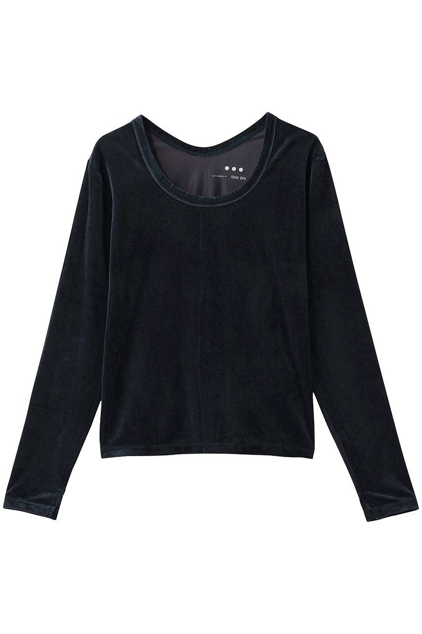 【スリー ドッツ/three dots】のシアーベロア 長袖Tシャツ インテリア・キッズ・メンズ・レディースファッション・服の通販 founy(ファニー) 　ファッション　Fashion　レディースファッション　Fashion for Women　トップス・カットソー　Cut & Sew Tops　シャツ・ブラウス・オフィスカジュアル　Elegant Blouses & Button-Ups　ロングTシャツ・Tシャツ　Longline T-Shirts & Tees　カットソー・ベーシックTシャツ　Cut-and-Sewn Tops / Stretch Tees & Basics　ベロアトップス　Velour Tops / Velvet-Look Items　おすすめ　Recommended / Our Picks　コンパクト　Compact, Small Size　シンプル　Simple, Minimal　スリット　Slit, Slit Detail　スリーブ　Sleeve, Long Sleeve / Short Sleeve　ベロア　Velour, Soft Velvet　ロング　Long, Long-Length　春　Spring　長袖　Long Sleeve, Full Sleeve　ネイビー|ID: prp329100004932300 ipo3291000000037020077