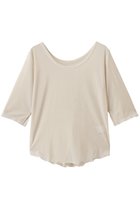 【スリー ドッツ/three dots】のシアーベロア ダブルオープンネックTシャツ エクリュ|ID: prp329100004932301 ipo3291000000037020086