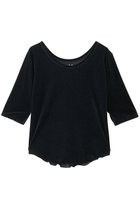 【スリー ドッツ/three dots】のシアーベロア ダブルオープンネックTシャツ ネイビー|ID: prp329100004932301 ipo3291000000037020088