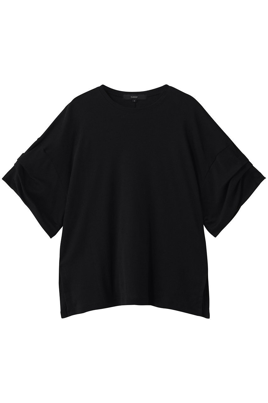 【フローレント/FLORENT】のオーガニックコットン ギャザースリーブTシャツ インテリア・キッズ・メンズ・レディースファッション・服の通販 founy(ファニー) 　ファッション　Fashion　レディースファッション　Fashion for Women　トップス・カットソー　Cut & Sew Tops　シャツ・ブラウス・オフィスカジュアル　Elegant Blouses & Button-Ups　ロングTシャツ・Tシャツ　Longline T-Shirts & Tees　カットソー・ベーシックTシャツ　Cut-and-Sewn Tops / Stretch Tees & Basics　インド　Indian Textile　ギャザー　Gathered, Ruffled　ショート　Short, Short Length　シンプル　Simple, Minimal　スリーブ　Sleeve, Long Sleeve / Short Sleeve　ブラック|ID: prp329100004932307 ipo3291000000037020129