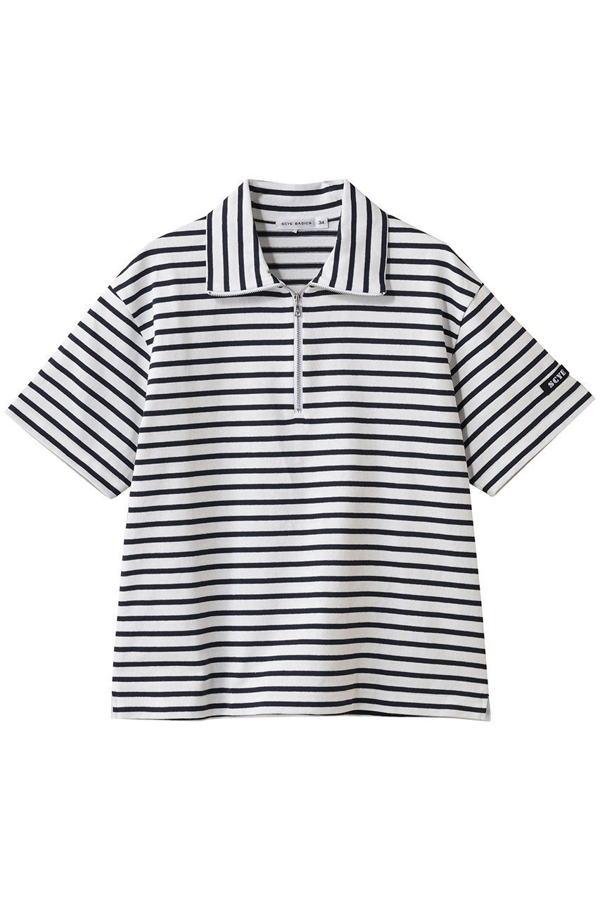 【サイ サイベーシックス/Scye SCYE BASICS】の【UNISEX】【SCYE BASICS】Cotton Striped ハーフ ジップ Tシャツ 人気、トレンドファッション・服の通販 founy(ファニー) 　ファッション　Fashion　レディースファッション　Fashion for Women　トップス・カットソー　Cut & Sew Tops　シャツ・ブラウス・オフィスカジュアル　Elegant Blouses & Button-Ups　ロングTシャツ・Tシャツ　Longline T-Shirts & Tees　カットソー・ベーシックTシャツ　Cut-and-Sewn Tops / Stretch Tees & Basics　ユニセックス　Unisex, Genderless　ジップ　Zip, Zipper　ストライプ　Stripe, Striped Pattern　スリーブ　Sleeve, Long Sleeve / Short Sleeve　センター　Center, Center Line　デニム　Denim, Jeans Material　ハーフ　Half, Half-Length　ロング　Long, Long-Length　エレガント 上品　Elegant　 other-1|ID: prp329100004932327 ipo3291000000037020277