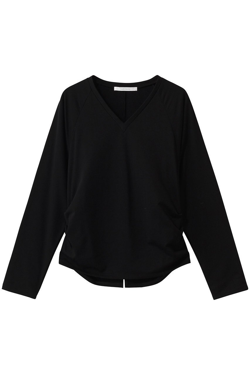 【プレインピープル/PLAIN PEOPLE】のVネックプルオーバー インテリア・キッズ・メンズ・レディースファッション・服の通販 founy(ファニー) 　ファッション　Fashion　レディースファッション　Fashion for Women　トップス・カットソー　Cut & Sew Tops　シャツ・ブラウス・オフィスカジュアル　Elegant Blouses & Button-Ups　ロングTシャツ・Tシャツ　Longline T-Shirts & Tees　カジュアルプルオーバー・ニットトップス　Pullovers & Knit Tops / Casual Pullovers　カットソー・ベーシックTシャツ　Cut-and-Sewn Tops / Stretch Tees & Basics　Vネックトップス　V-Neck Tops / V-Cut Neckline Shirts　シェイプ　Shape, Slim Fit　シンプル　Simple, Minimal　スリット　Slit, Slit Detail　スリーブ　Sleeve, Long Sleeve / Short Sleeve　ドレープ　Drape, Draping Fabric　ロング　Long, Long-Length　ブラック|ID: prp329100004932335 ipo3291000000037020347