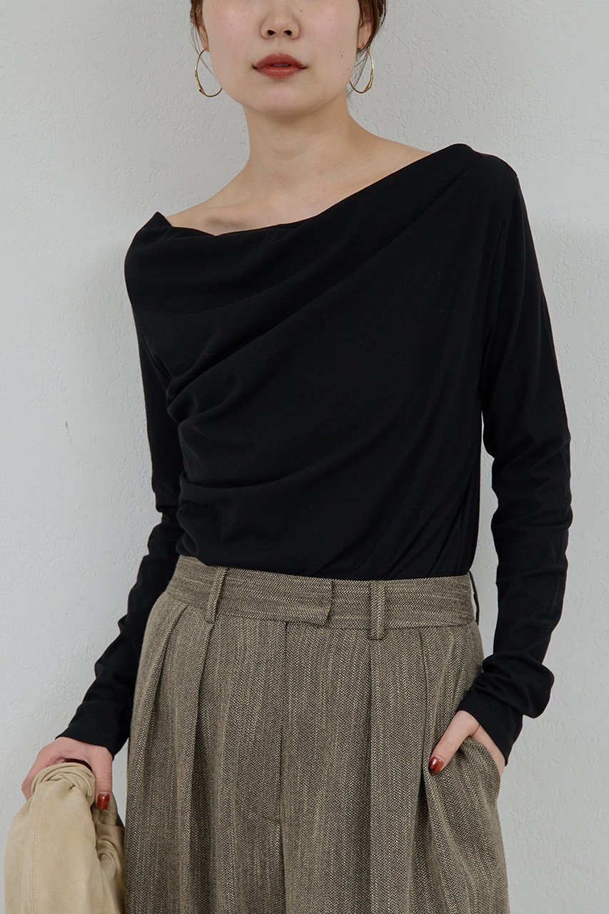 【ガリャルダガランテ/GALLARDAGALANTE】の【2WAY】オフショルカットソー インテリア・キッズ・メンズ・レディースファッション・服の通販 founy(ファニー) 　ファッション　Fashion　レディースファッション　Fashion for Women　トップス・カットソー　Cut & Sew Tops　シャツ・ブラウス・オフィスカジュアル　Elegant Blouses & Button-Ups　ロングTシャツ・Tシャツ　Longline T-Shirts & Tees　カットソー・ベーシックTシャツ　Cut-and-Sewn Tops / Stretch Tees & Basics　ショルダー　Shoulder, Shoulder Strap　スリーブ　Sleeve, Long Sleeve / Short Sleeve　ドレープ　Drape, Draping Fabric　ロング　Long, Long-Length　ブラック|ID: prp329100004932344 ipo3291000000037020422