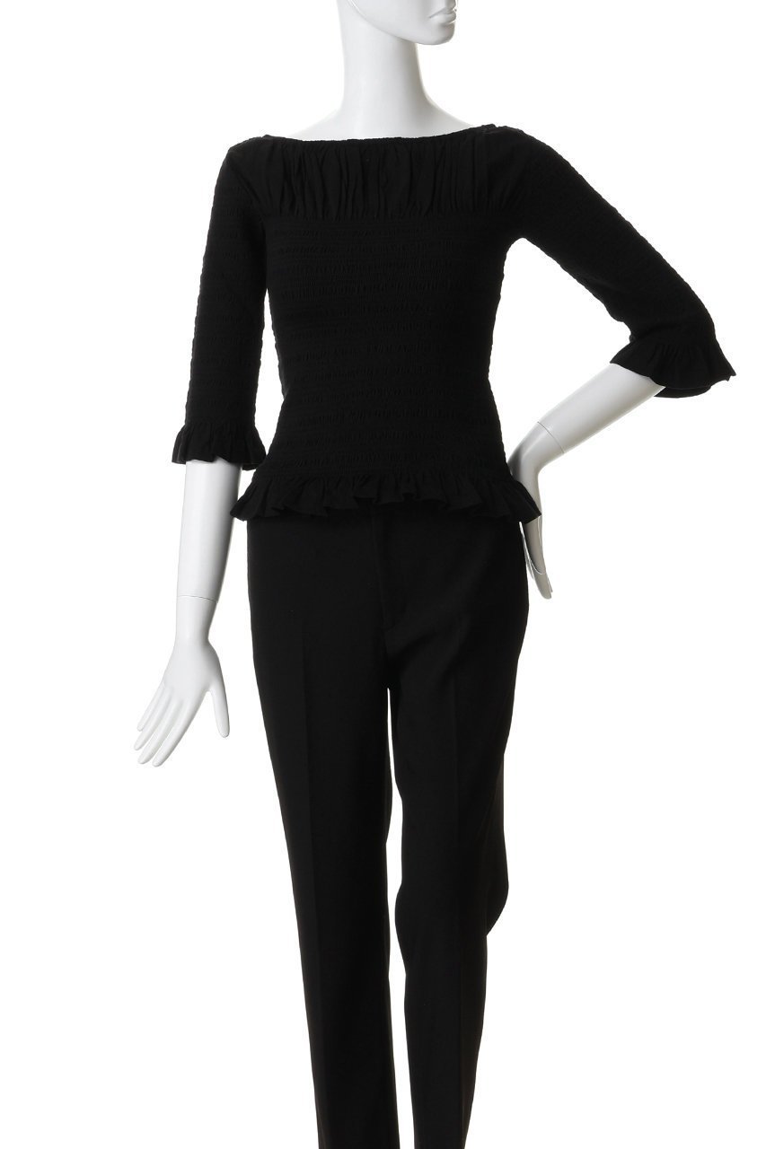 【マーレット/MERLETTE】のAPOLLINE コットンジャージー ハンドスモッキングフリルカットソー 人気、トレンドファッション・服の通販 founy(ファニー) 　ファッション　Fashion　レディースファッション　Fashion for Women　トップス・カットソー　Cut & Sew Tops　シャツ・ブラウス・オフィスカジュアル　Elegant Blouses & Button-Ups　ロングTシャツ・Tシャツ　Longline T-Shirts & Tees　カットソー・ベーシックTシャツ　Cut-and-Sewn Tops / Stretch Tees & Basics　なめらか　Smooth, Silky Texture　カットソー　Cut and Sewn Top　ショート　Short, Short Length　スモッキング　Smocking, Gathered Stitching　スリーブ　Sleeve, Long Sleeve / Short Sleeve　フリル　Frill, Ruffle　other-2|ID: prp329100004932351 ipo3291000000037020474