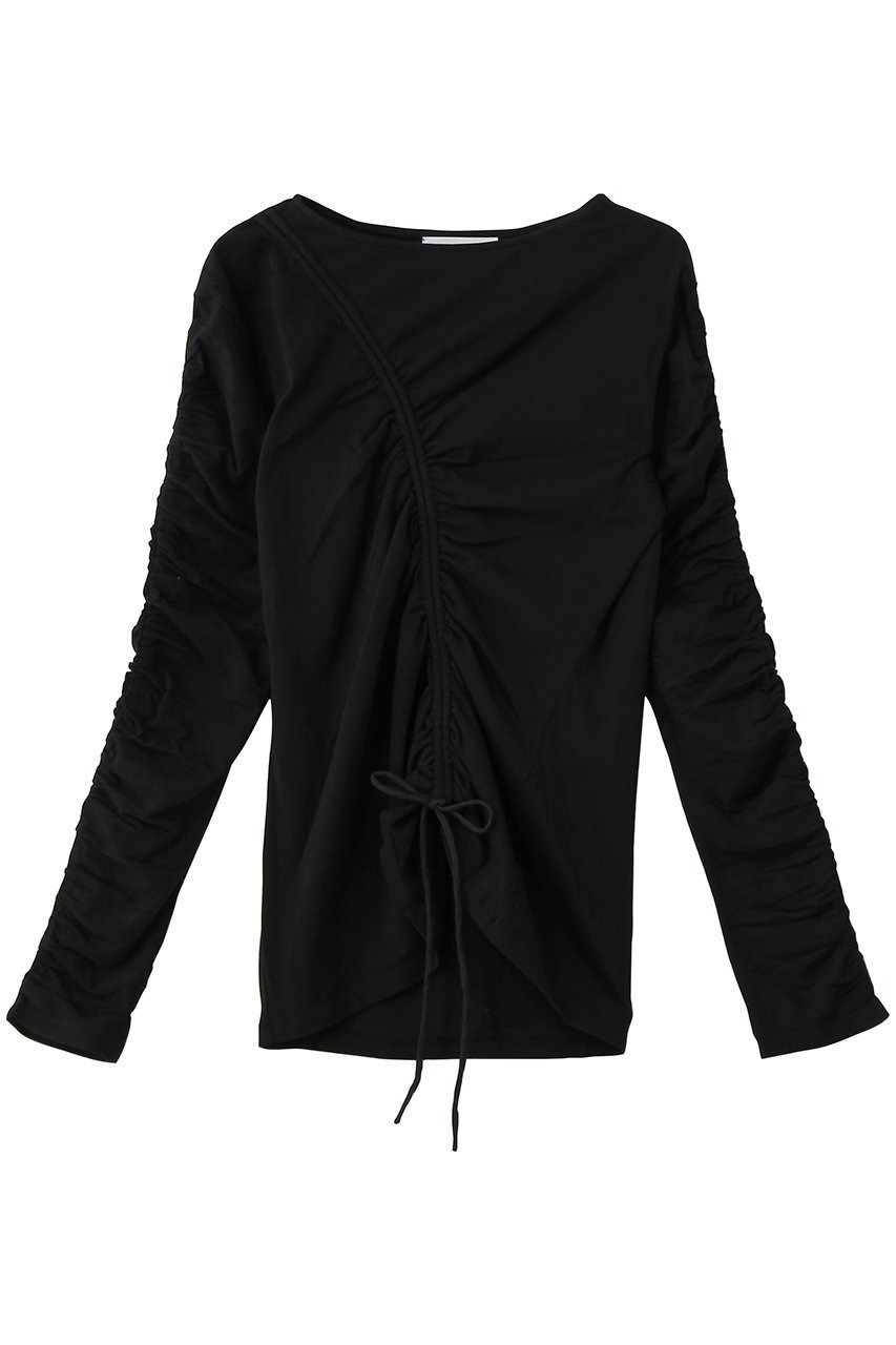 【マーレット/MERLETTE】のREVERIE コットンジャージー アシンメトリーギャザーカットソー インテリア・キッズ・メンズ・レディースファッション・服の通販 founy(ファニー) 　ファッション　Fashion　レディースファッション　Fashion for Women　トップス・カットソー　Cut & Sew Tops　シャツ・ブラウス・オフィスカジュアル　Elegant Blouses & Button-Ups　ロングTシャツ・Tシャツ　Longline T-Shirts & Tees　カットソー・ベーシックTシャツ　Cut-and-Sewn Tops / Stretch Tees & Basics　アシンメトリー　Asymmetrical Style　カットソー　Cut and Sewn Top　ギャザー　Gathered, Ruffled　シンプル　Simple, Minimal　スリーブ　Sleeve, Long Sleeve / Short Sleeve　センター　Center, Center Line　ロング　Long, Long-Length　ワイド　Wide, Wide Fit　ブラック|ID: prp329100004932352 ipo3291000000037020483