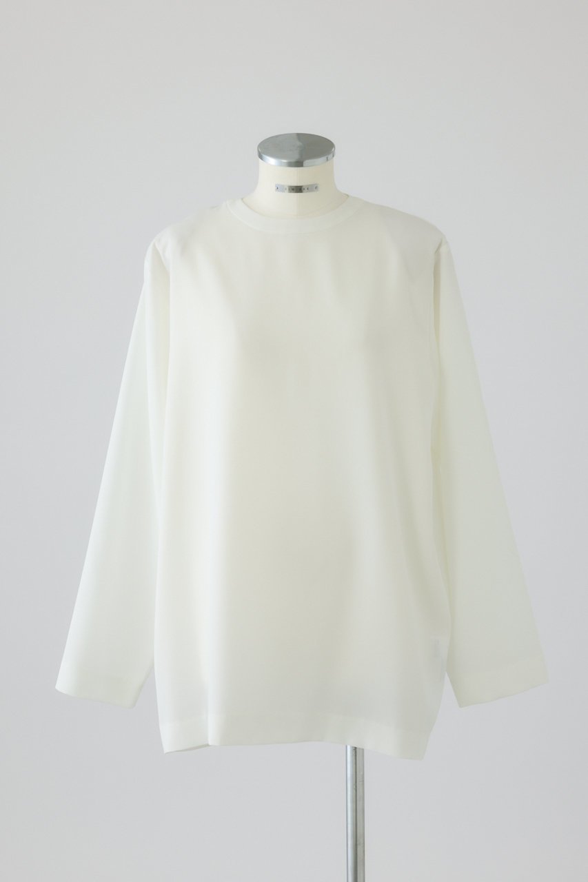 【リムアーク/RIM.ARK】のOversize woven L/S T-SH/Tシャツ インテリア・キッズ・メンズ・レディースファッション・服の通販 founy(ファニー) 　ファッション　Fashion　レディースファッション　Fashion for Women　トップス・カットソー　Cut & Sew Tops　シャツ・ブラウス・オフィスカジュアル　Elegant Blouses & Button-Ups　ロングTシャツ・Tシャツ　Longline T-Shirts & Tees　カットソー・ベーシックTシャツ　Cut-and-Sewn Tops / Stretch Tees & Basics　スリム　Slim, Slim Fit　スリーブ　Sleeve, Long Sleeve / Short Sleeve　タイトスカート　Pencil Skirt, Tight Skirt　ツイル　Twist, Twisted Detail　長袖　Long Sleeve, Full Sleeve　半袖　Short Sleeve, Half Sleeve　ルーズ　Loose, Oversized　ロング　Long, Long-Length　ワイド　Wide, Wide Fit　エレガント 上品　Elegant　ホワイト|ID: prp329100004932372 ipo3291000000037020673