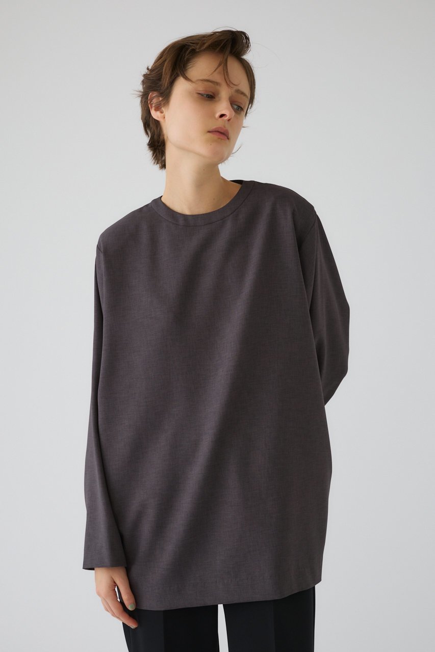 【リムアーク/RIM.ARK】のOversize woven L/S T-SH/Tシャツ 人気、トレンドファッション・服の通販 founy(ファニー) 　ファッション　Fashion　レディースファッション　Fashion for Women　トップス・カットソー　Cut & Sew Tops　シャツ・ブラウス・オフィスカジュアル　Elegant Blouses & Button-Ups　ロングTシャツ・Tシャツ　Longline T-Shirts & Tees　カットソー・ベーシックTシャツ　Cut-and-Sewn Tops / Stretch Tees & Basics　スリム　Slim, Slim Fit　スリーブ　Sleeve, Long Sleeve / Short Sleeve　タイトスカート　Pencil Skirt, Tight Skirt　ツイル　Twist, Twisted Detail　長袖　Long Sleeve, Full Sleeve　半袖　Short Sleeve, Half Sleeve　ルーズ　Loose, Oversized　ロング　Long, Long-Length　ワイド　Wide, Wide Fit　エレガント 上品　Elegant　other-6|ID: prp329100004932372 ipo3291000000037020681
